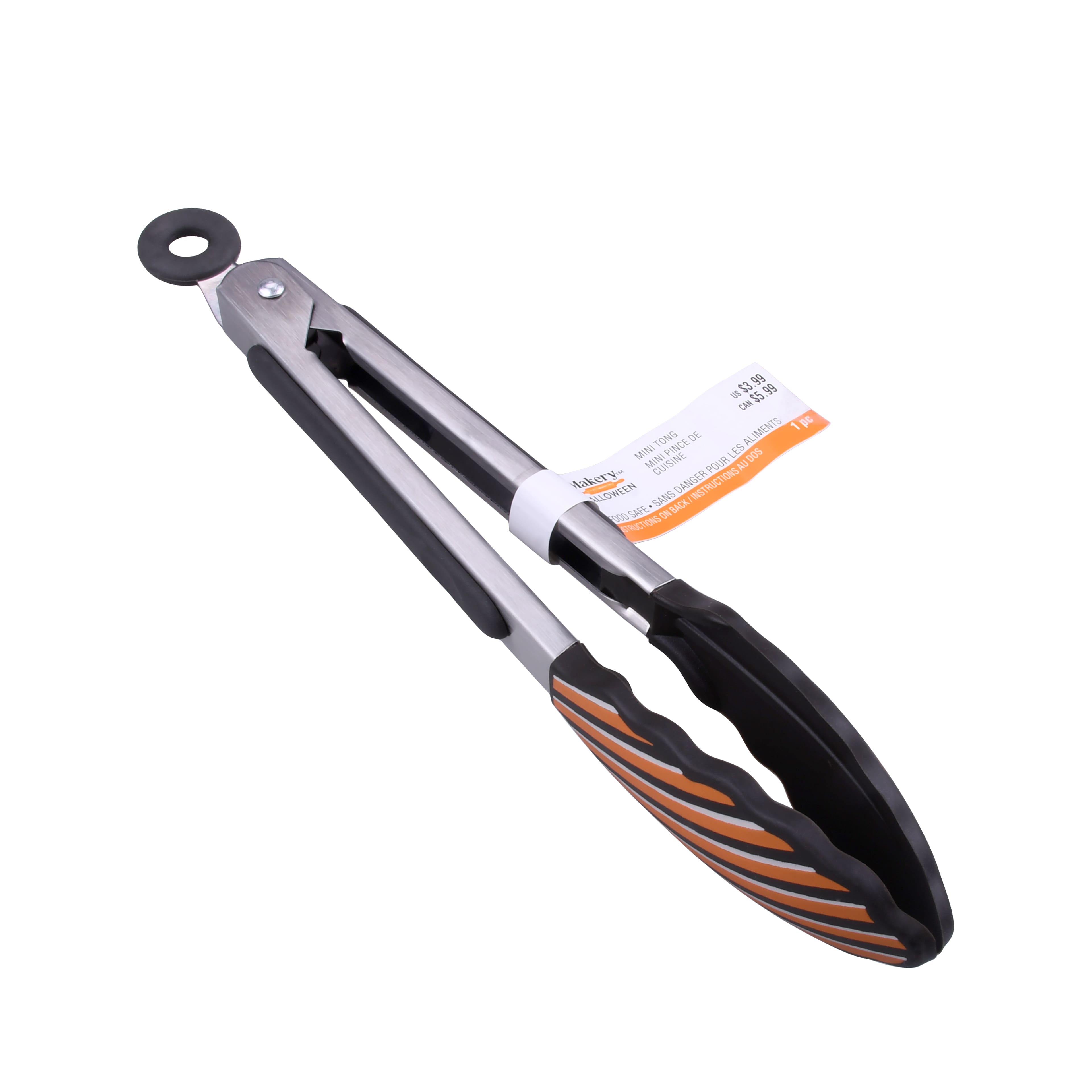 Black & Orange Stripes Mini Tongs by Makery™