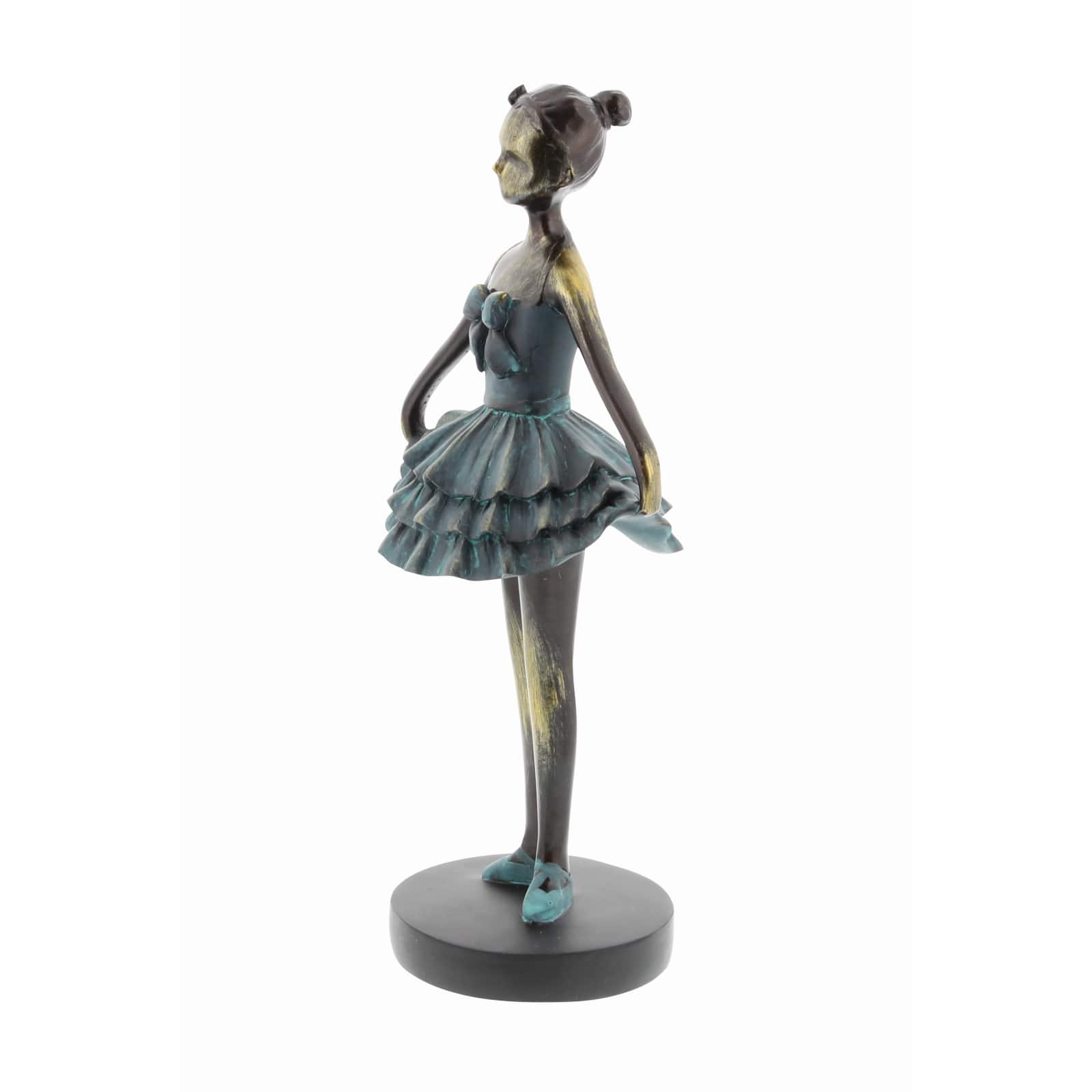Set of 3 Teal Polystone Traditional Dancer Sculpture, 6" x 12"