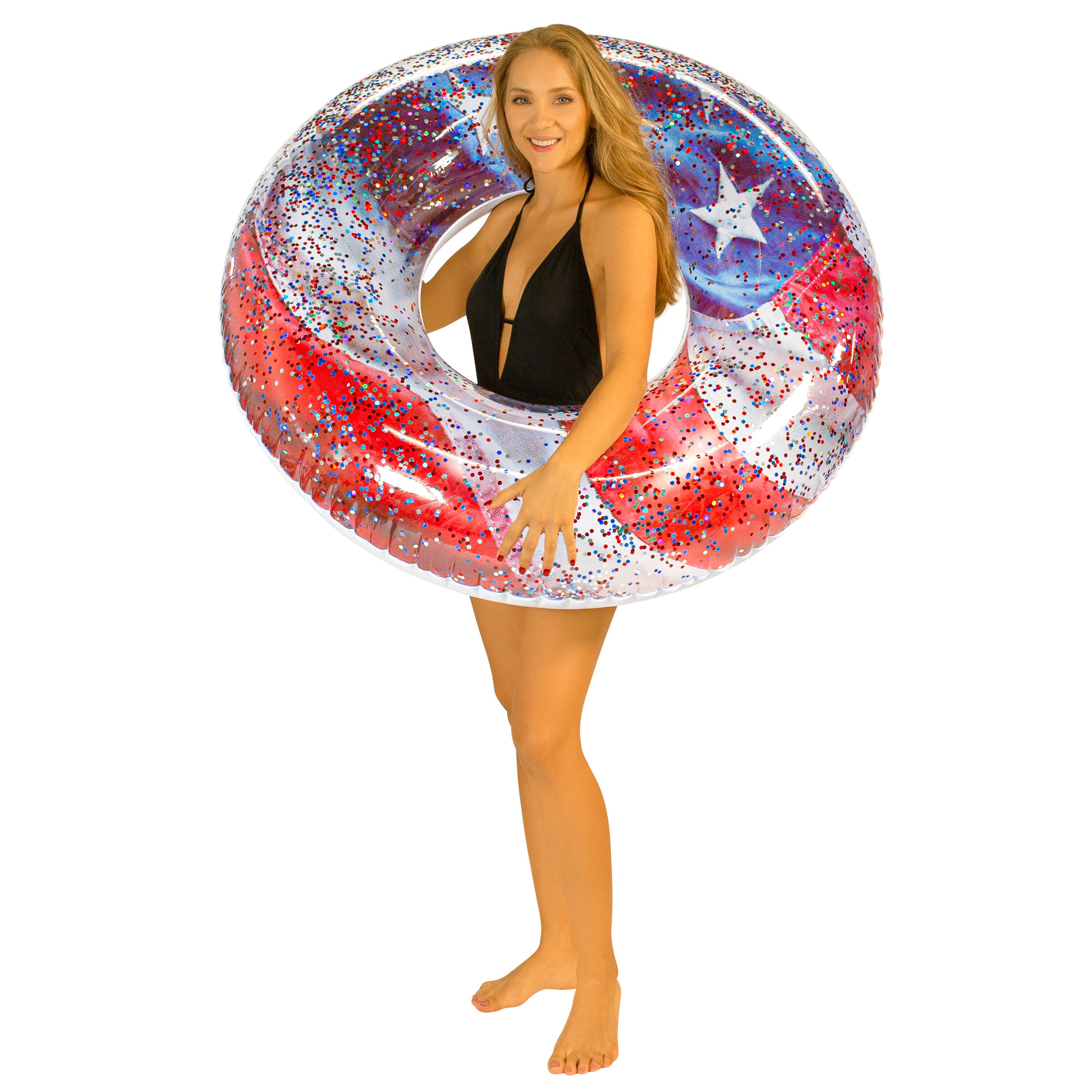 PoolCandy RealPrint® Illuminated LED Stars & Stripes Large Pool Tube