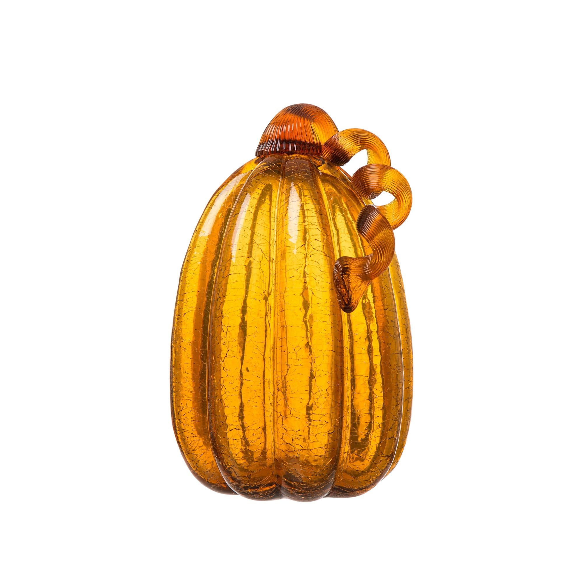 Glitzhome® Amber Crackle Glass Pumpkin Set
