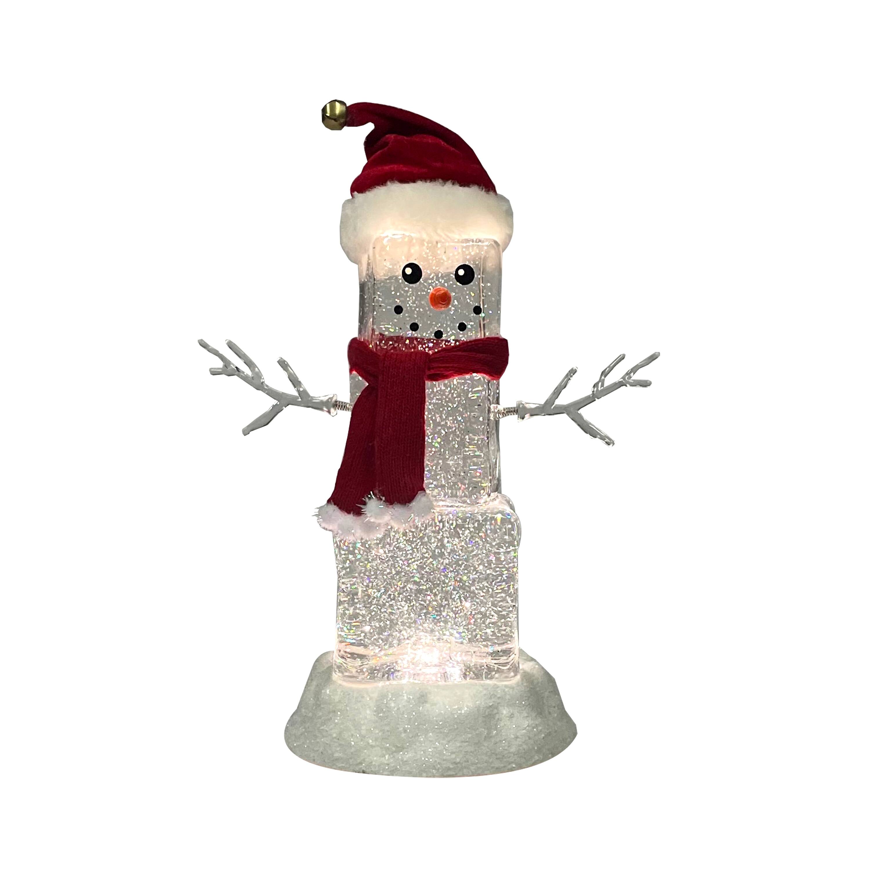 Moments in Time 11.3" Acrylic Ice Cube Snowman Décor
