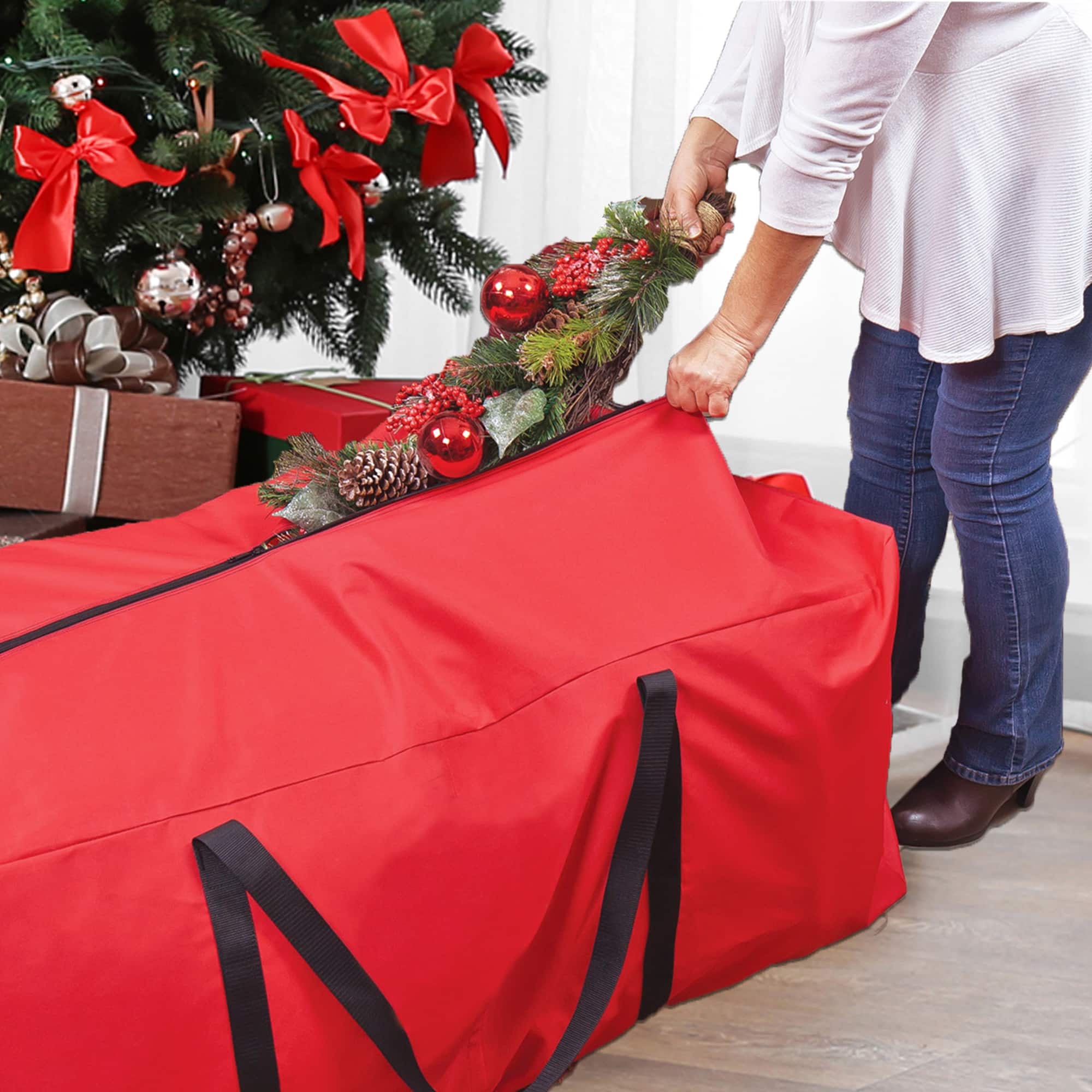 Large Red Christmas Holiday Storage Bag