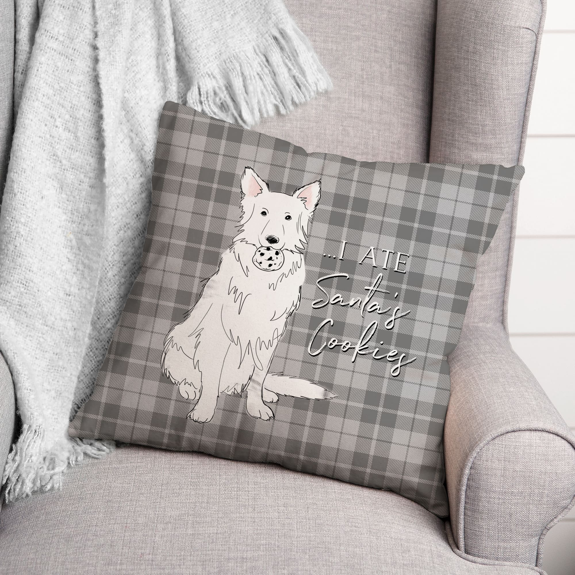 I Ate Santa's Cookies 18x18 Throw Pillow