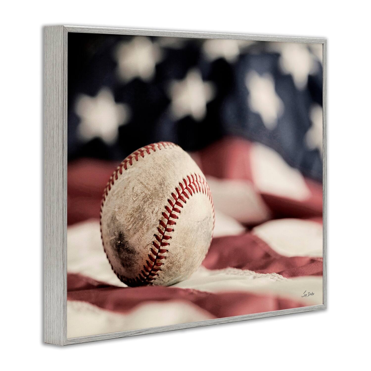 Stupell Industries Baseball & American Flag Framed Giclee Art