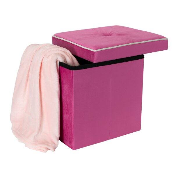Simplify Collapsible Velvet Storage Ottoman
