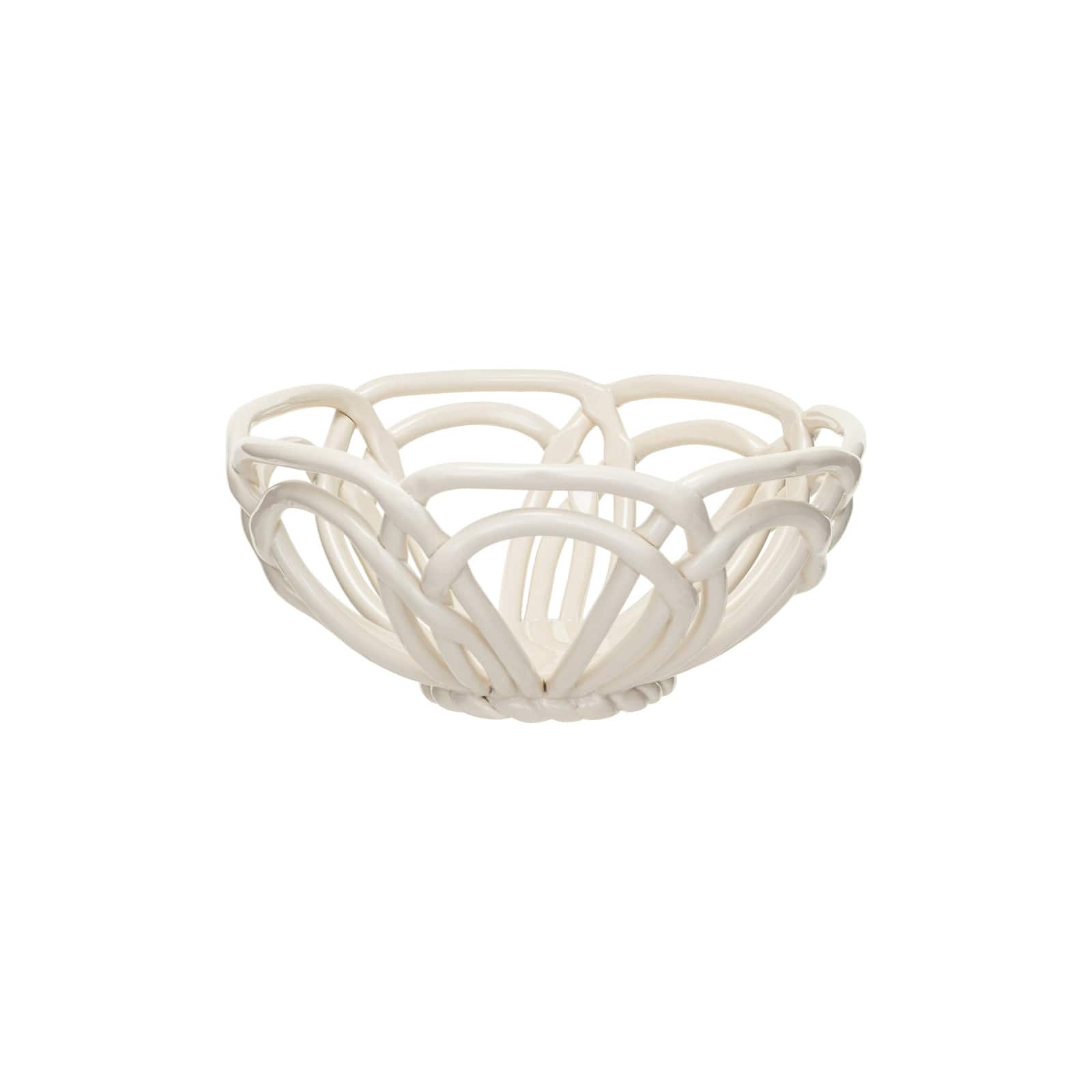 Hello Honey® 8.5" White Round Handmade Stoneware Bread Basket