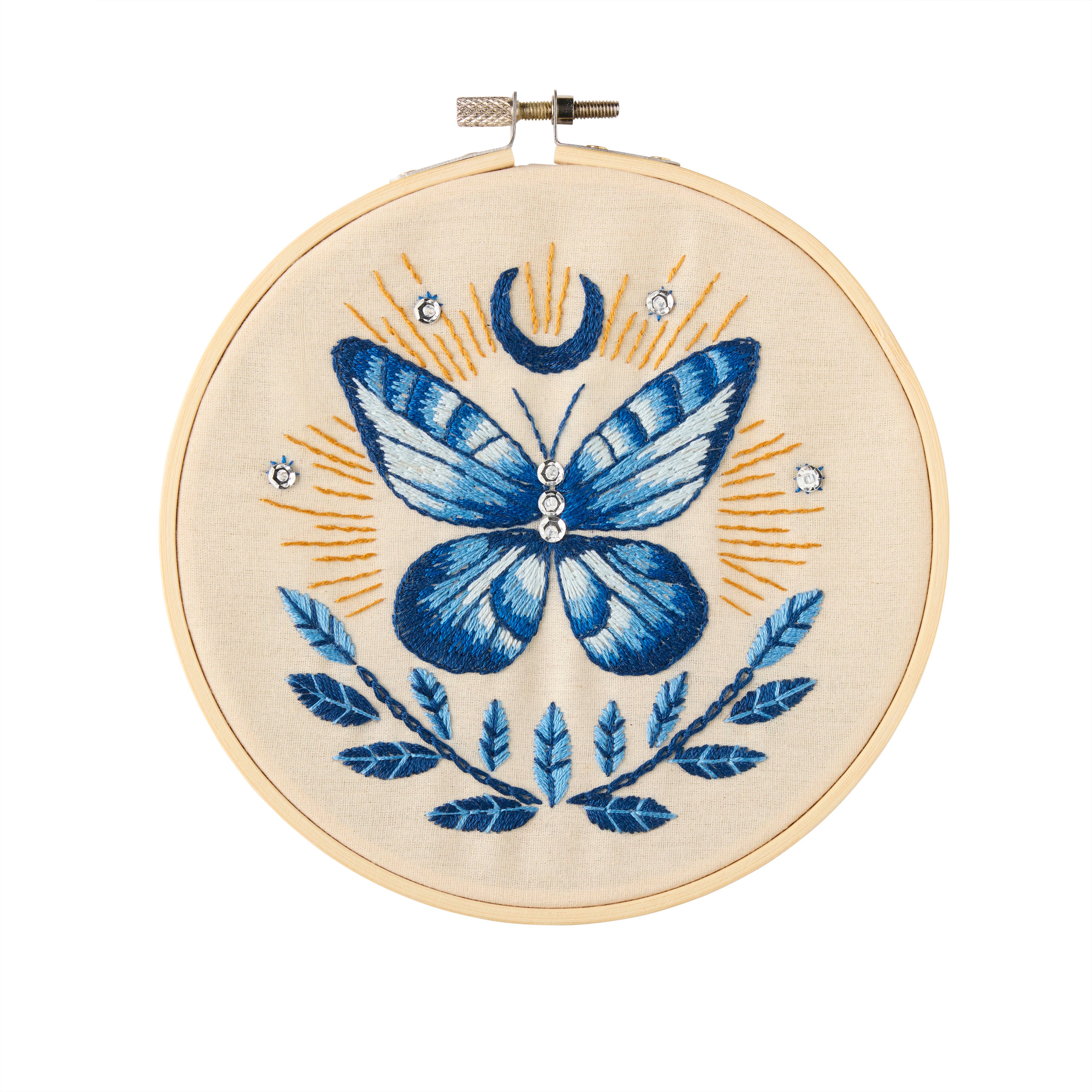 6" Blue Moth Halloween Embroidery Kit by Loops & Threads®