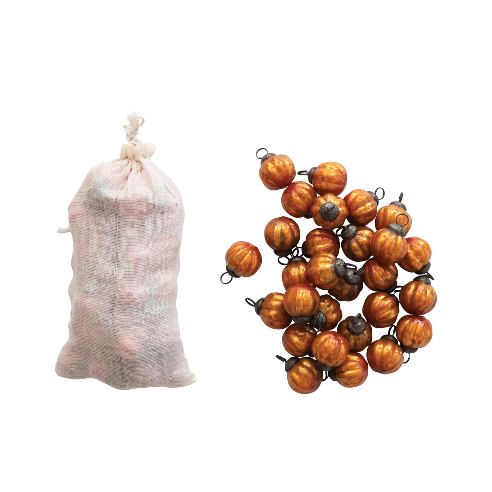Hello Honey® 36 Pack 1" Orange Round Decorative Glass Ornaments