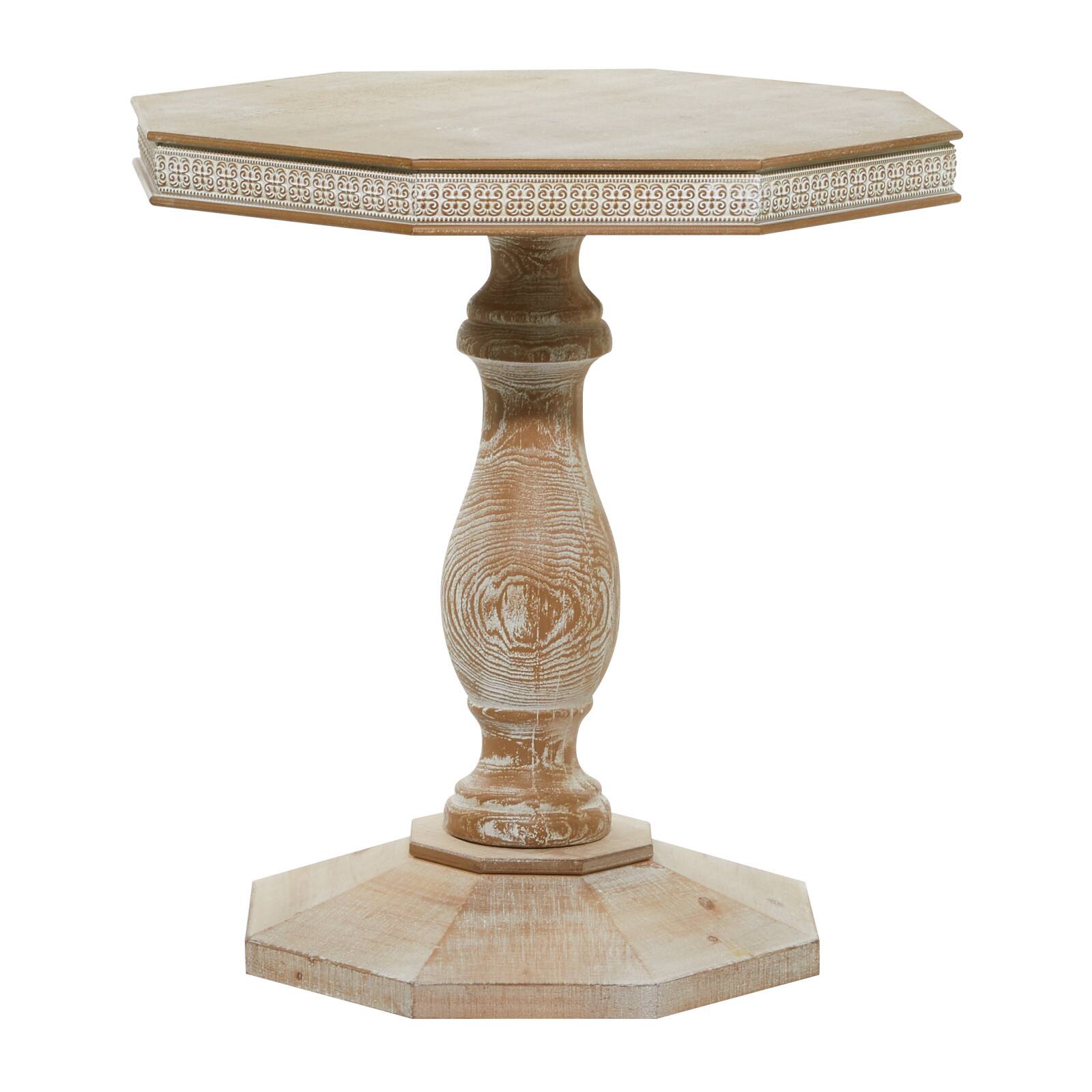 Brown Farmhouse Wood Accent Table, 30" x 28"