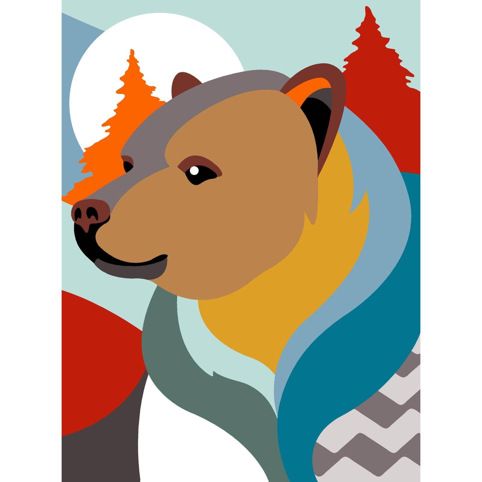 Seg De Paris Bear Art Printed Tapestry Needlepoint Canvas