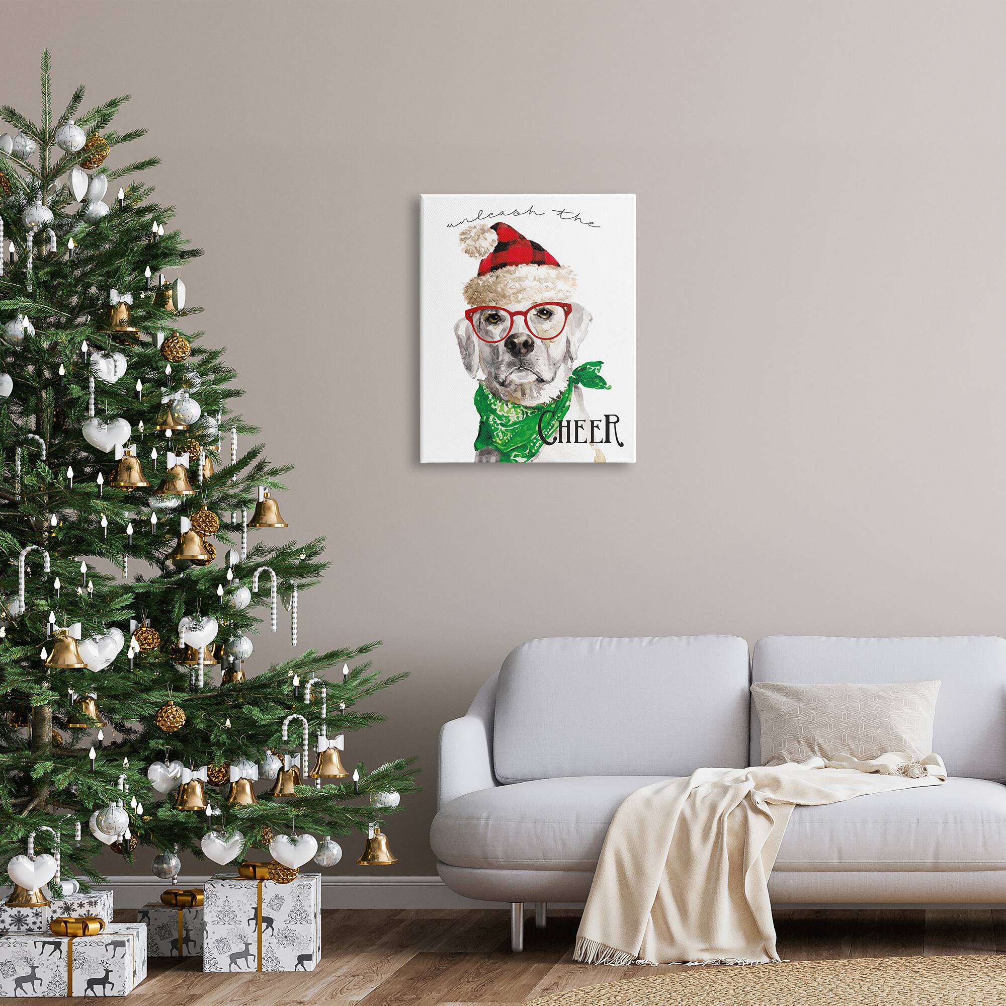 Stupell Industries Unleash The Cheer Holiday Dog Canvas Wall Art