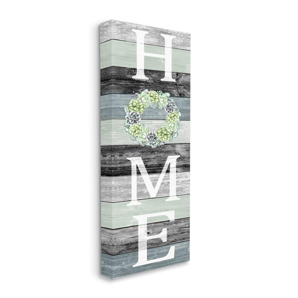 Stupell Industries Succulent Wreath Welcome Home Sign Green Black Canvas Wall Art