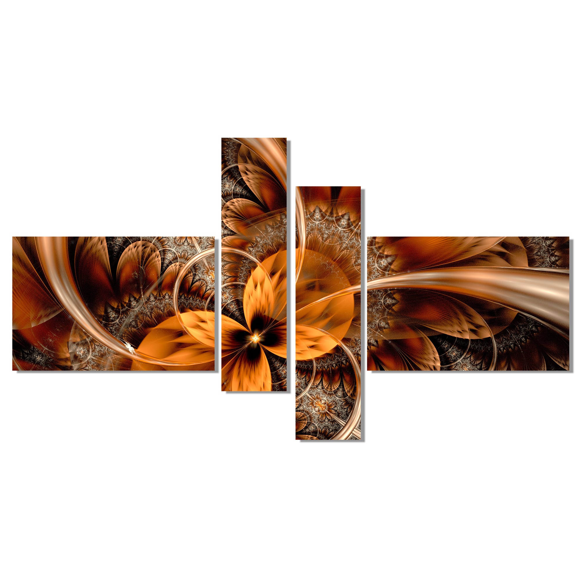 Designart - Dark Orange Fractal Flower