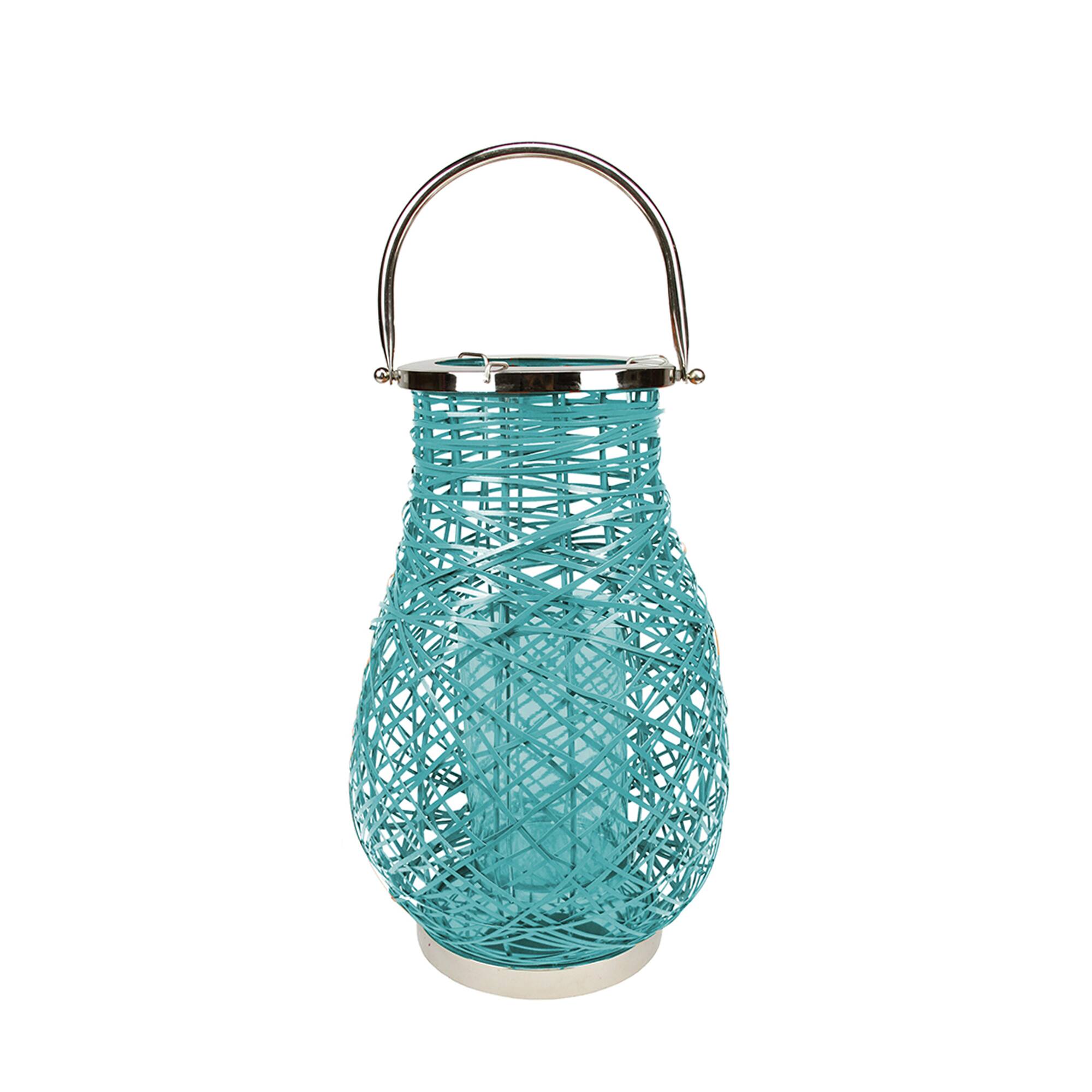 Decorative Woven Iron Pillar Candle Lantern By Northlight in Turquoise Blue | 16.25" x 10" | Michaels®