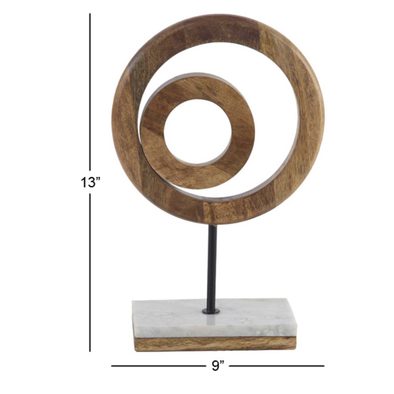 13" Brown Mango Wood Modern Abstract Sculpture