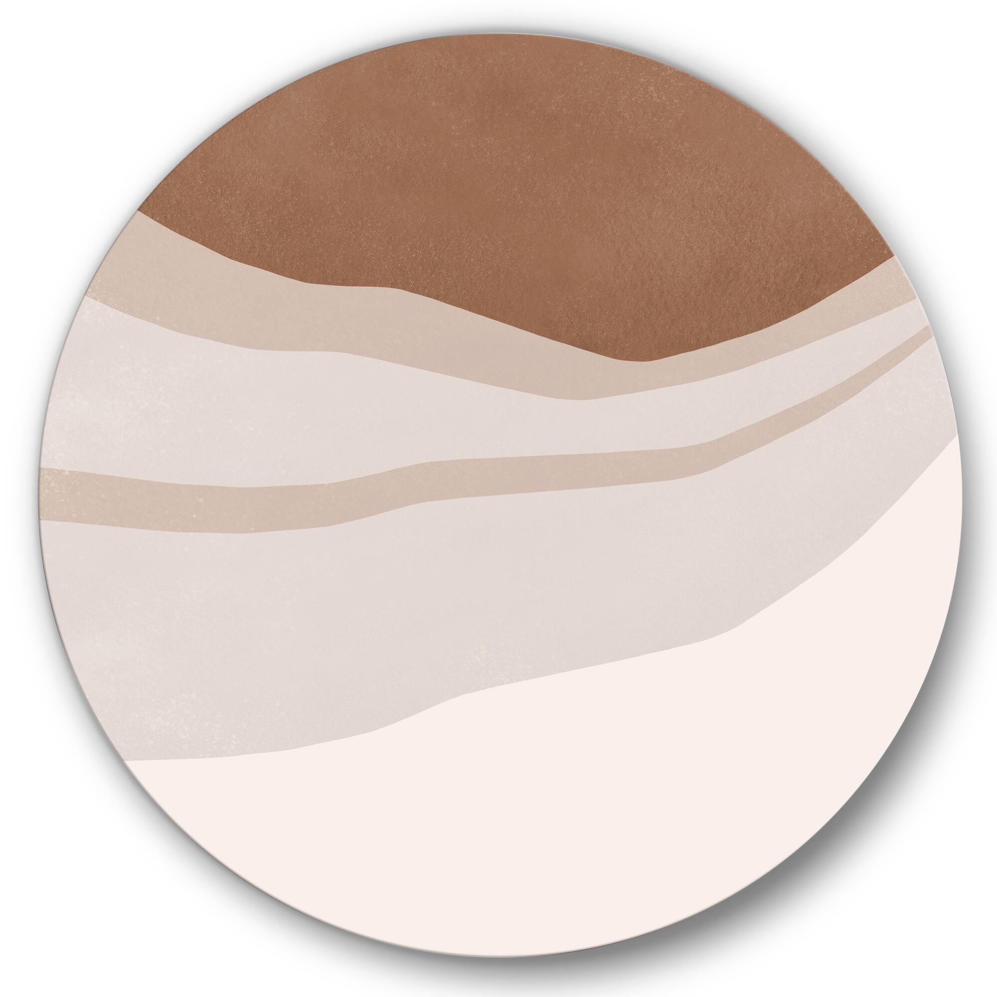 Designart - Terracotta and Ivory Shapes with Scuff Effect - Modern Metal Circle Wall Art