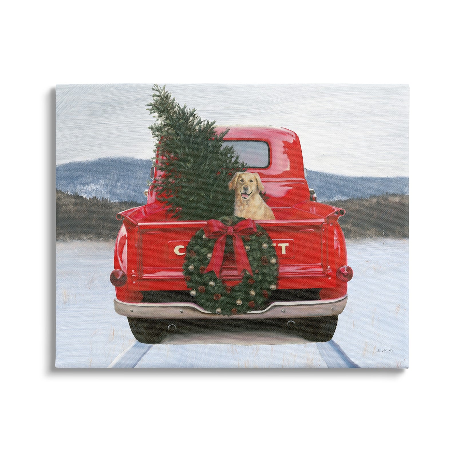 Stupell Industries Holiday Tree in Truck Canvas Wall Art