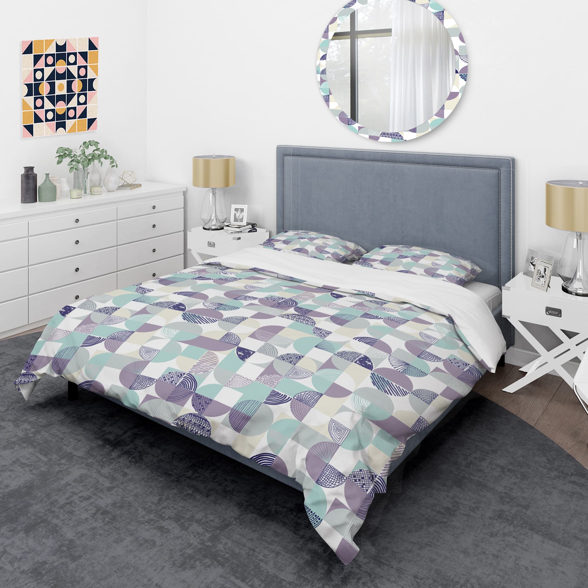 Designart 'Retro Geometric Design IV' Mid-Century Duvet Cover Set