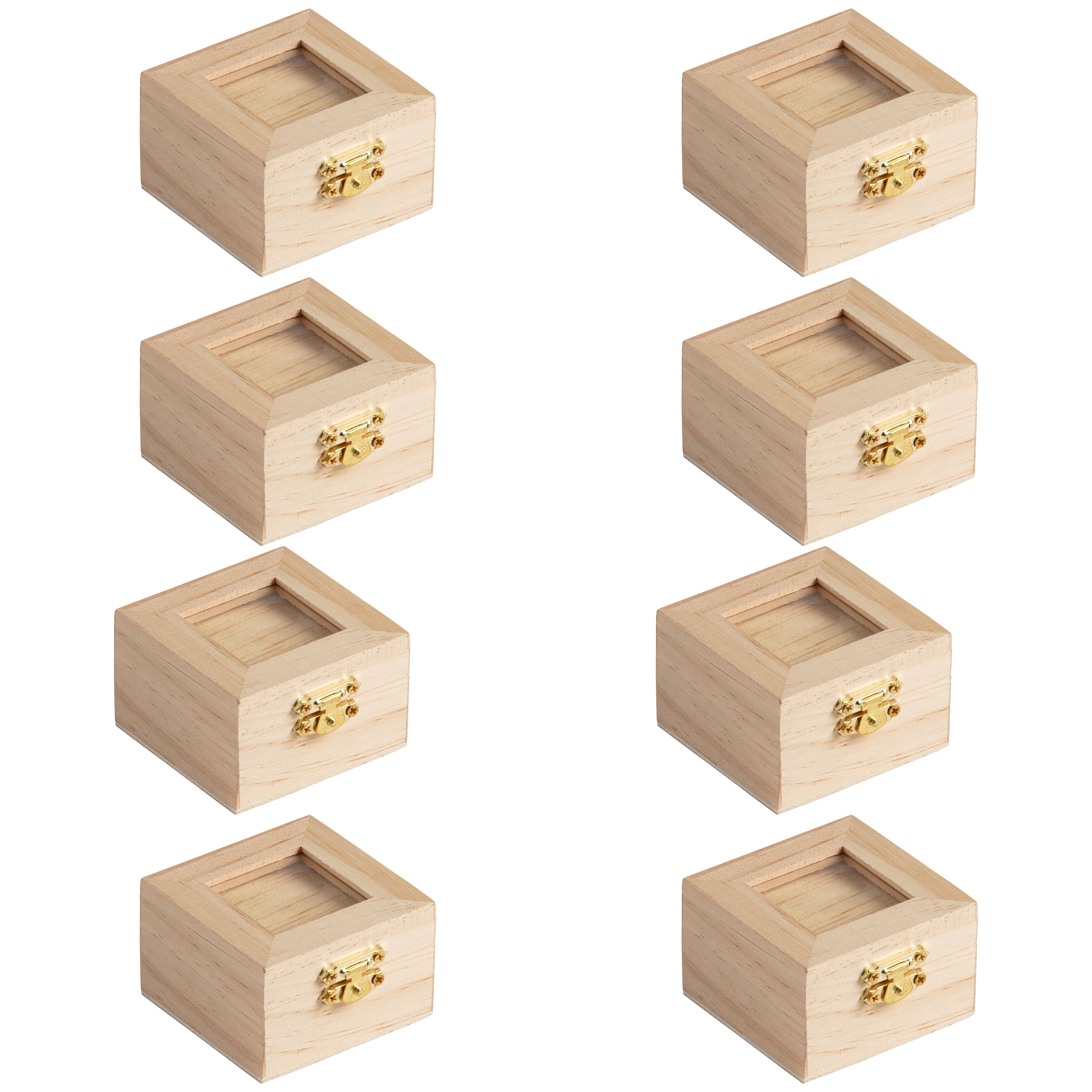 8 Pack: Mini Wood Box with Window Lid by Make Market®