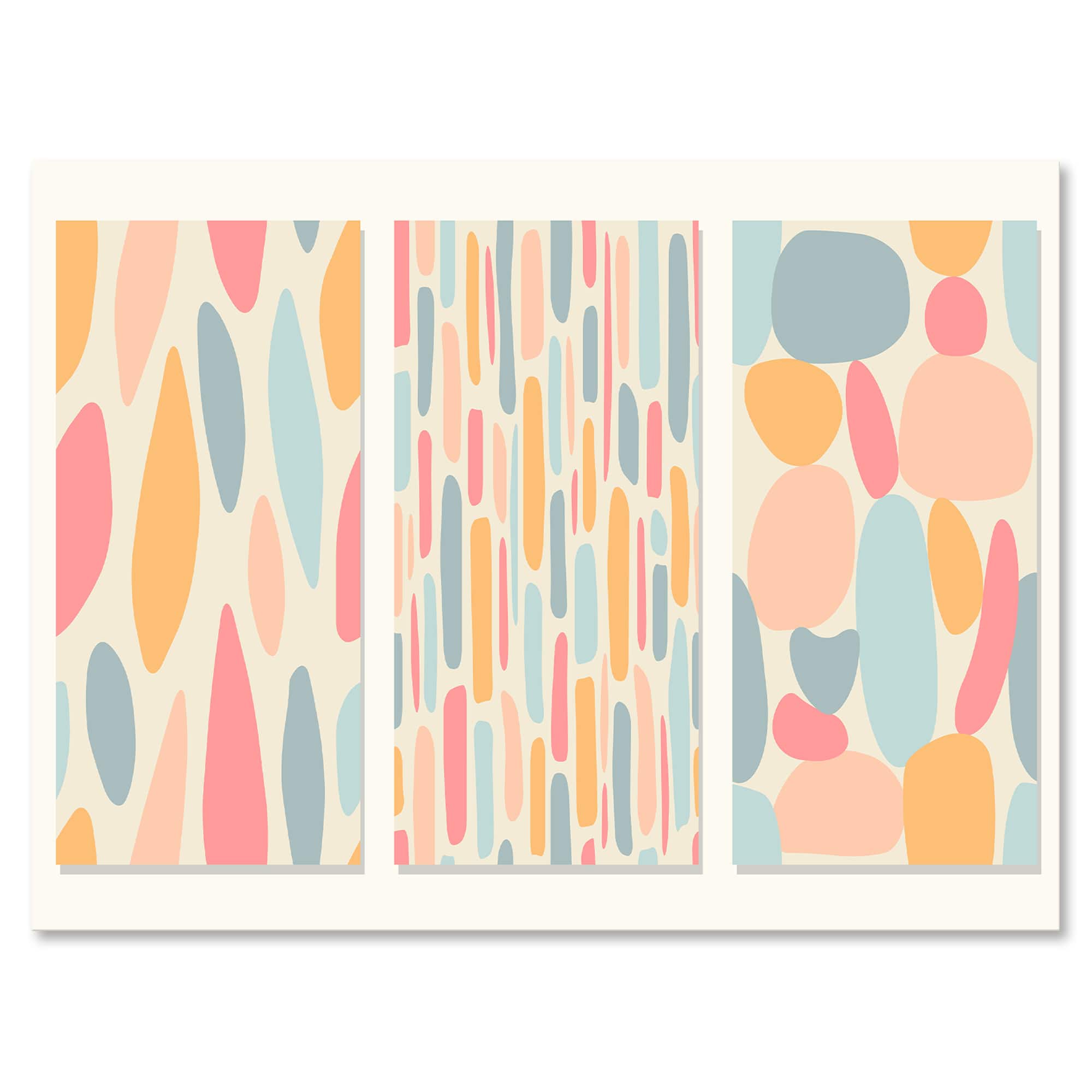 Designart - Patchwork of Pastel Shaped Organic Shapes - Modern Canvas Wall Art Print