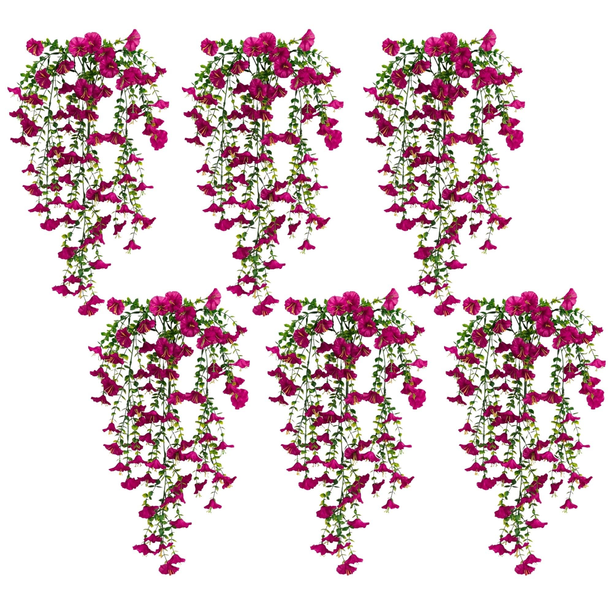 30" UV Resistant Artificial Morning Glory Hanging Plants, 6ct.