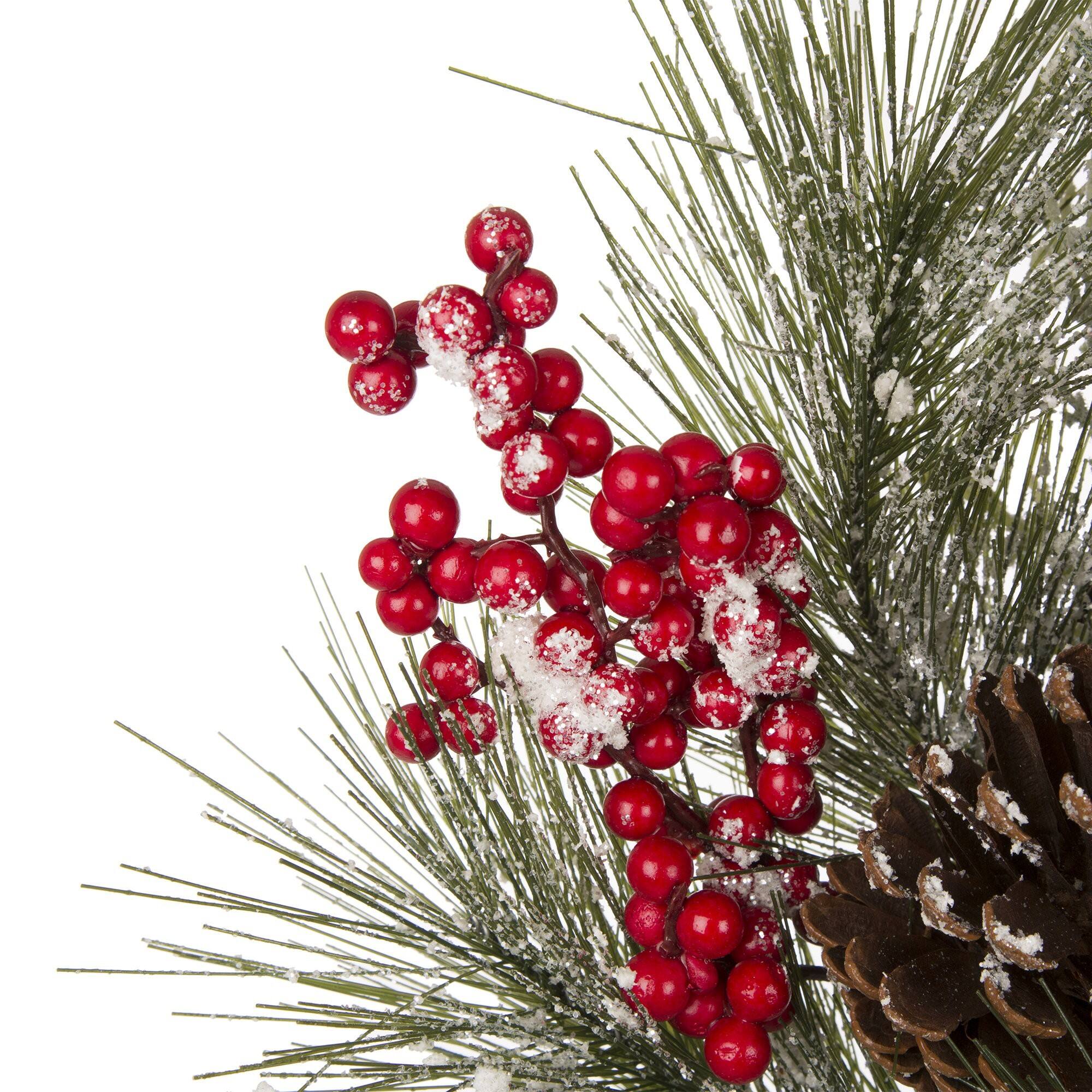 Glitzhome® 24" Flocked Pinecone & Berry Wreath