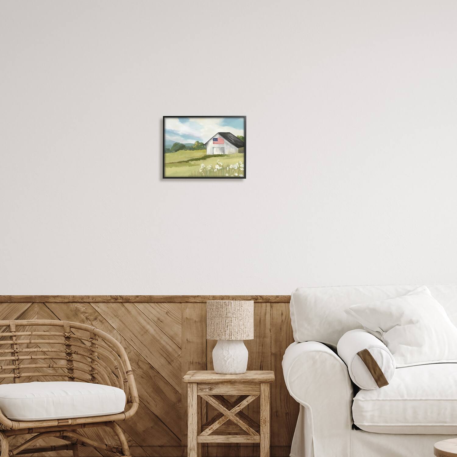 Stupell Industries American Flag on Barn Framed Giclee Art