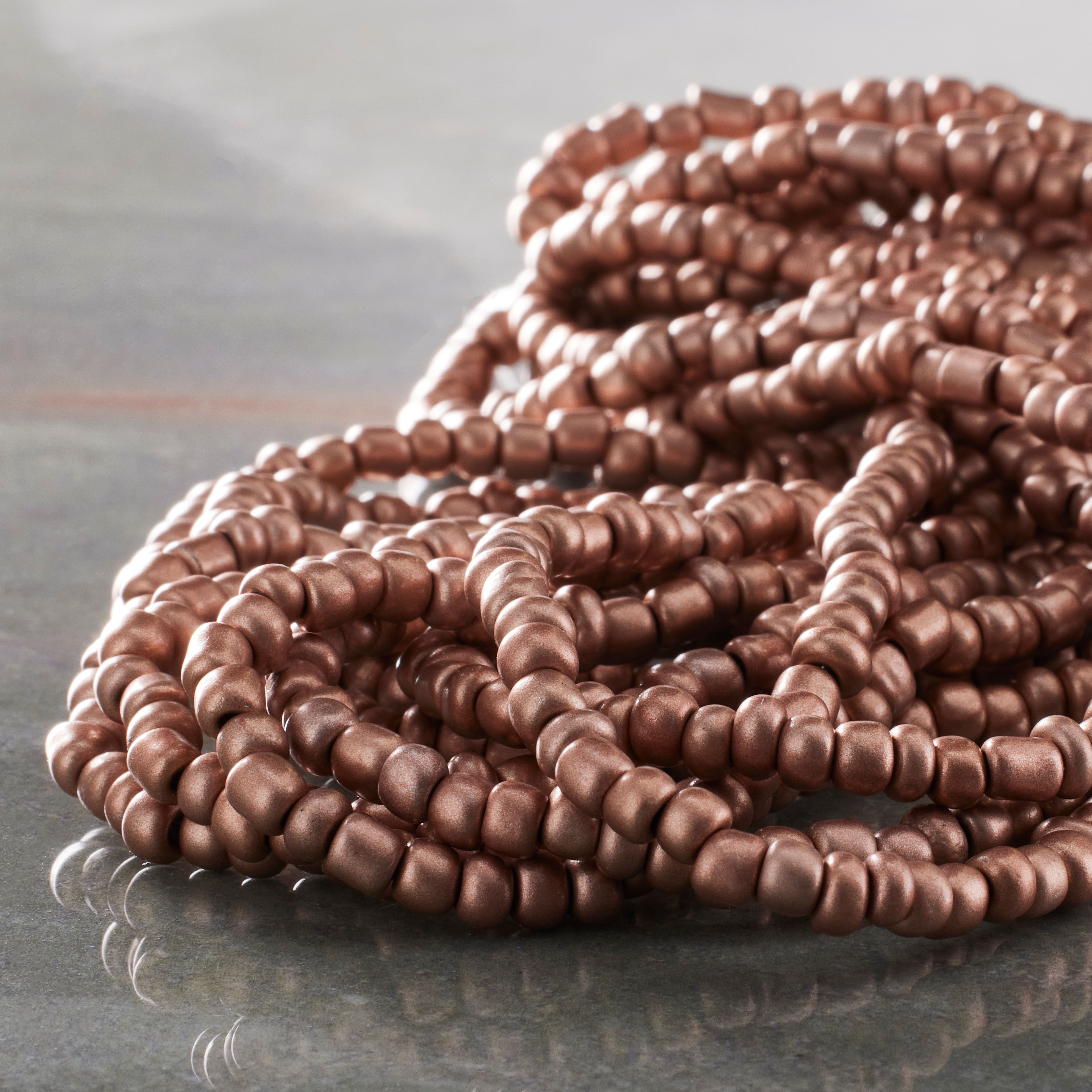 Rose Gold Glass Seed Beads, 6/0 by Bead Landing™