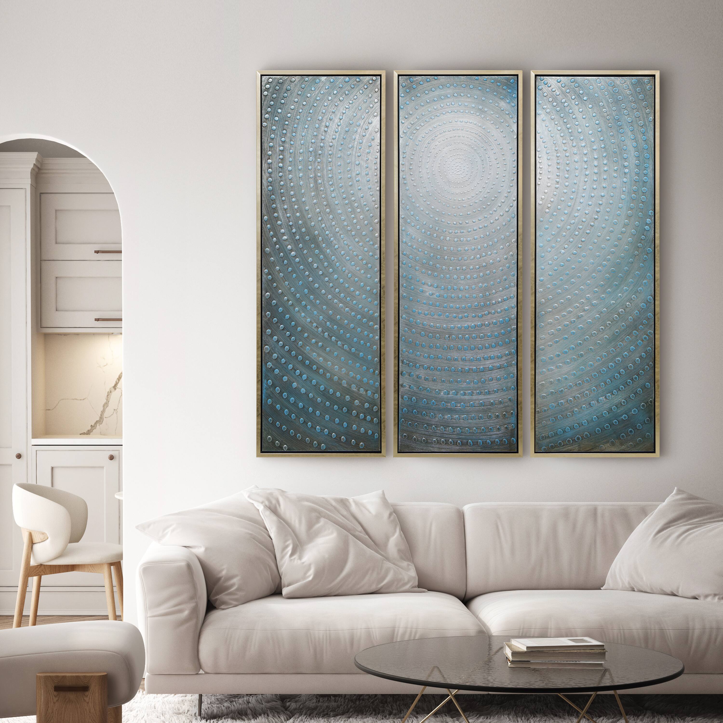 Empire Art Direct 20" x 60" Concentric Textured & Metallic Hand Painted Canvas Wall Art Set