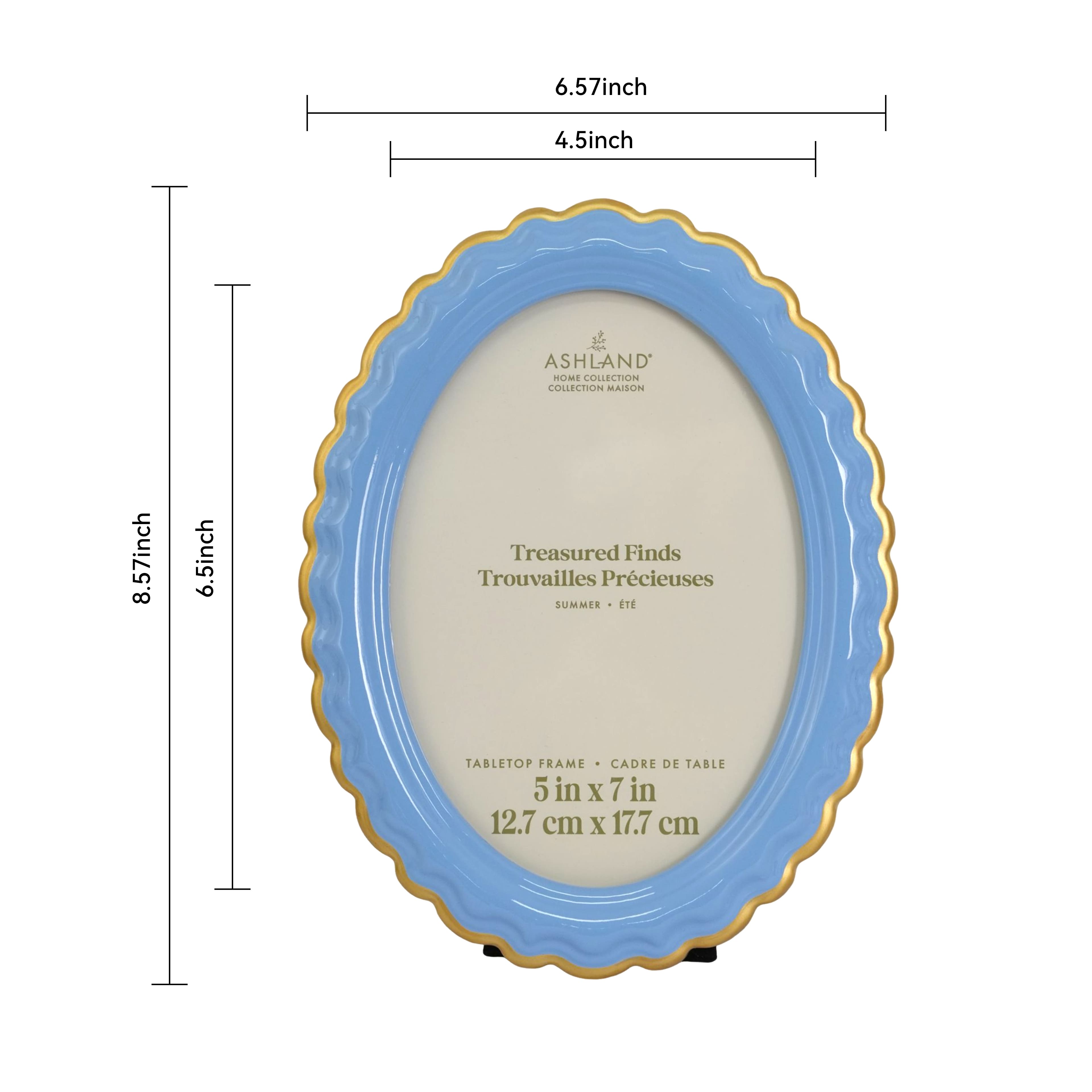 5" x 7" Blue & Gold Oval Tabletop Frame, Treasured Finds by Ashland®