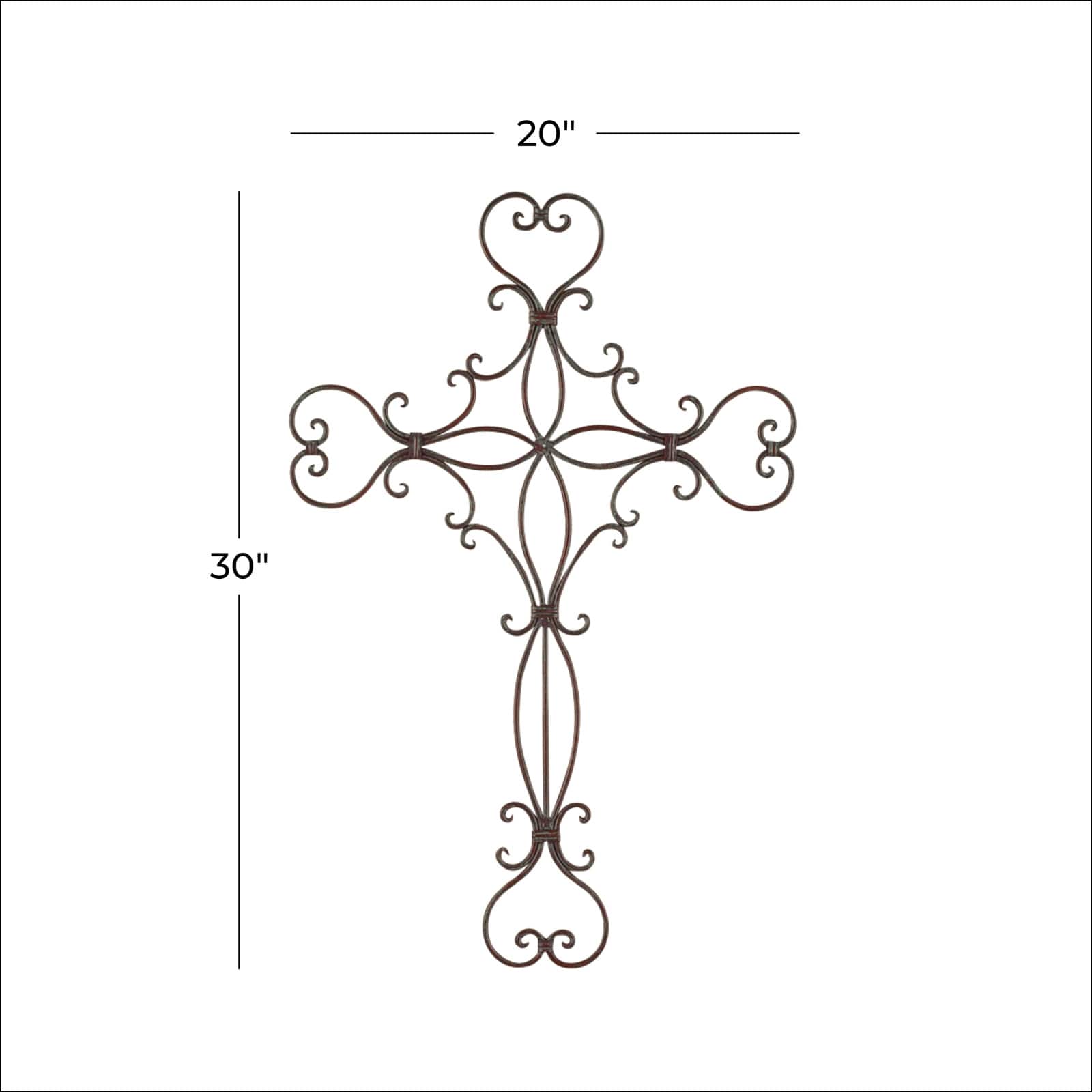 Black Metal Scroll Cross Wall Decor 19" x 0" x 29"