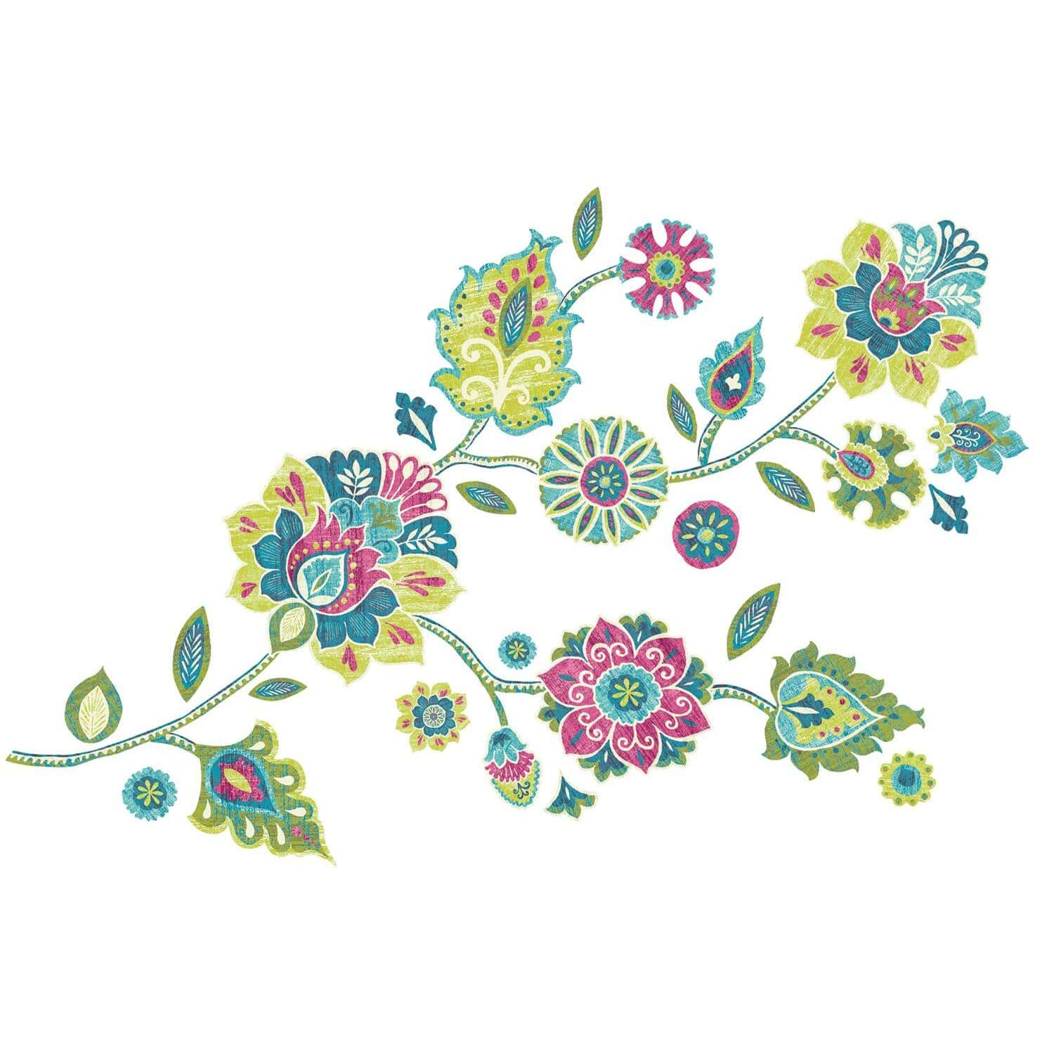 RoomMates Boho Floral Peel & Stick Giant Wall Decals