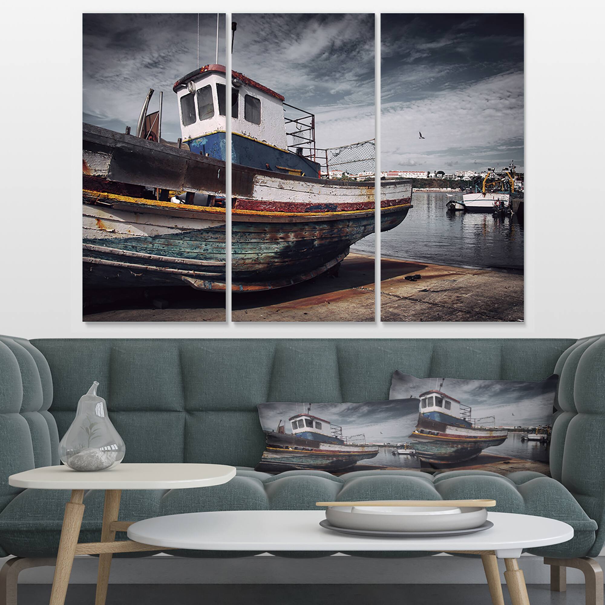 Designart - Old Fishing Boat - Boat Canvas Art Print