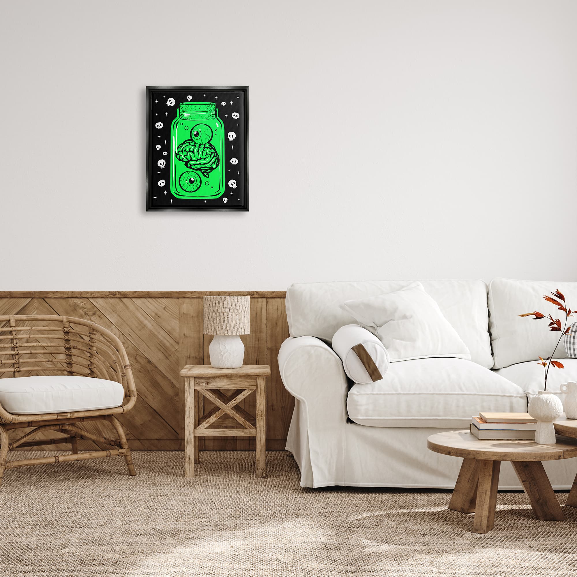Stupell Industries Spooky Specimen Jar Framed Floater Canvas Wall Art