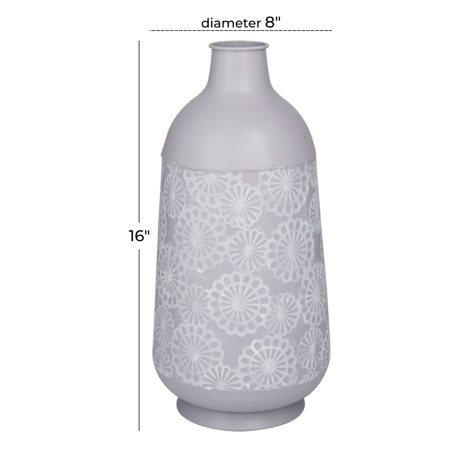 Grey Iron French Country Vase, 16" x 8" x 8"