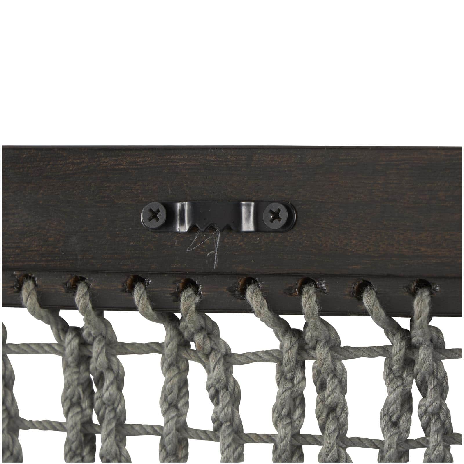 12" x 38" Dark Brown Mango Wood & Macrame Handmade Wall Décor Set