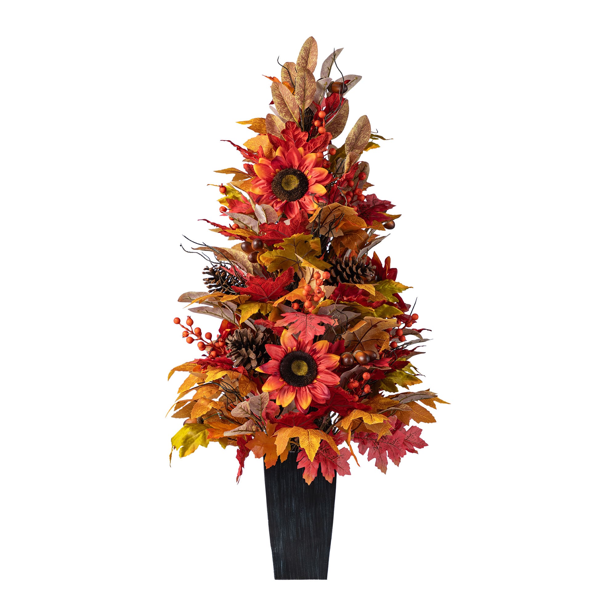 Glitzhome® 36" Fall Sunflower, Pinecone and Berry Porch Tree