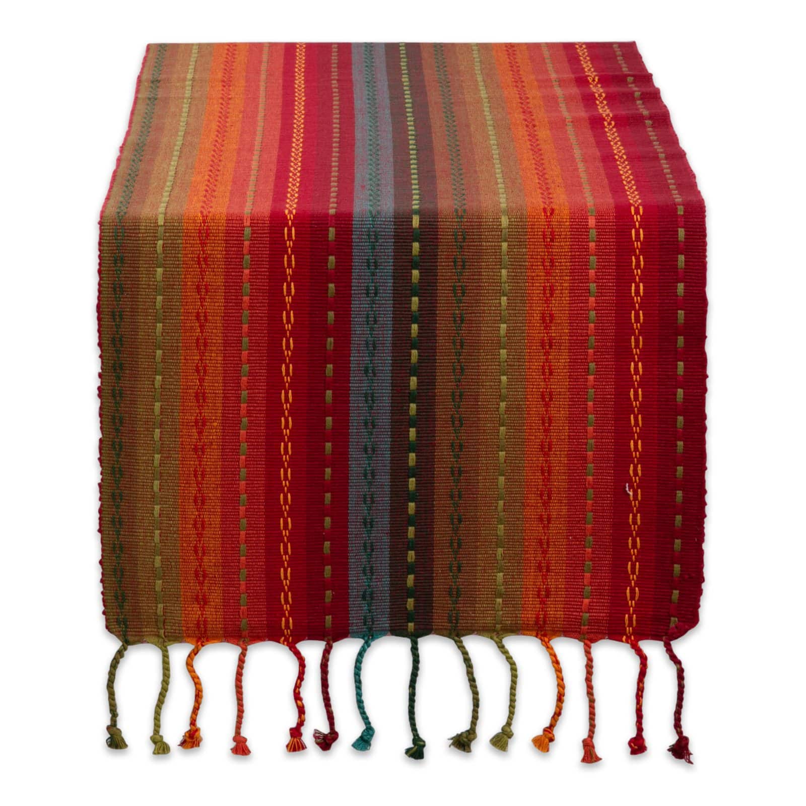 DII® 72" Spice Tonal Stripe With Fringe Table Runner