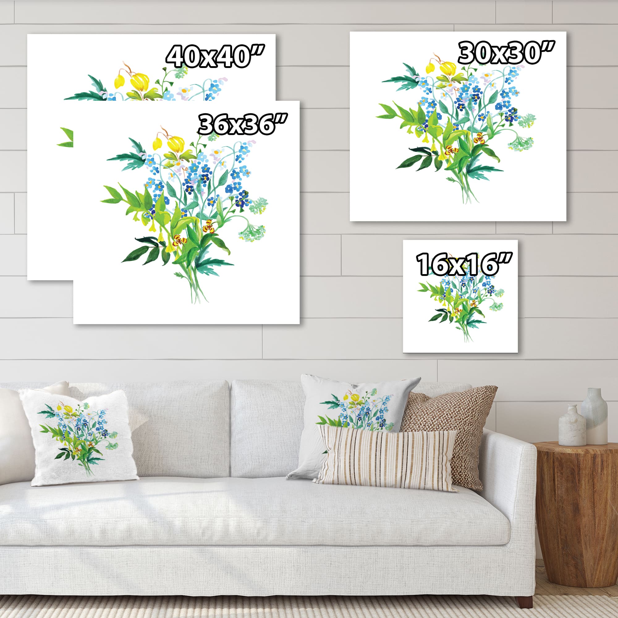 Designart - Meadow Flowers Garland - Farmhouse Canvas Wall Art Print