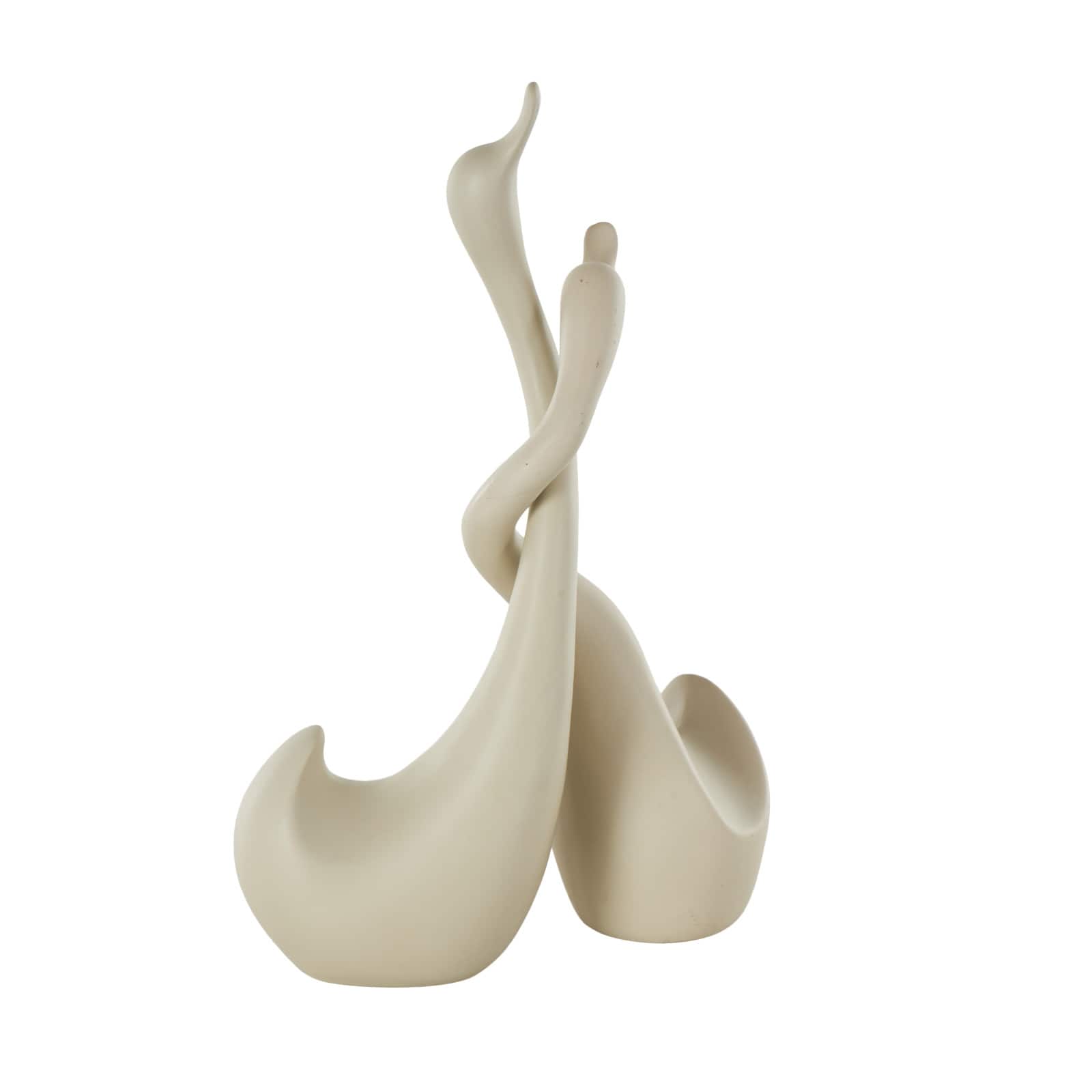 Beige Ceramic Swan Intertwined Decorative Sculpture Set
