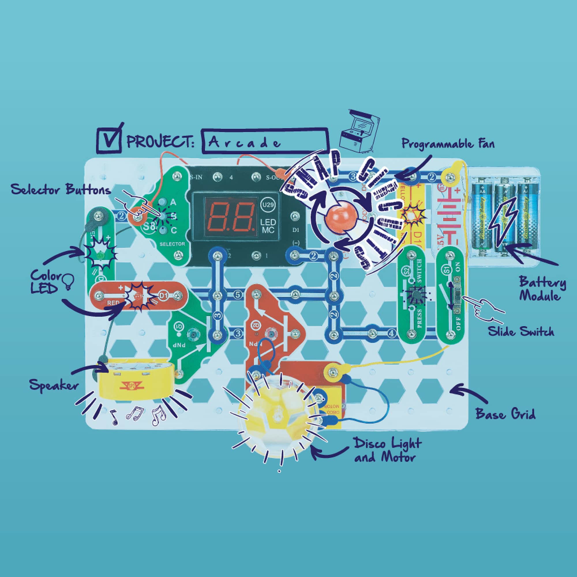 Elenco® Snap Circuits® Arcade Electronics Exploration STEM Activities Kit