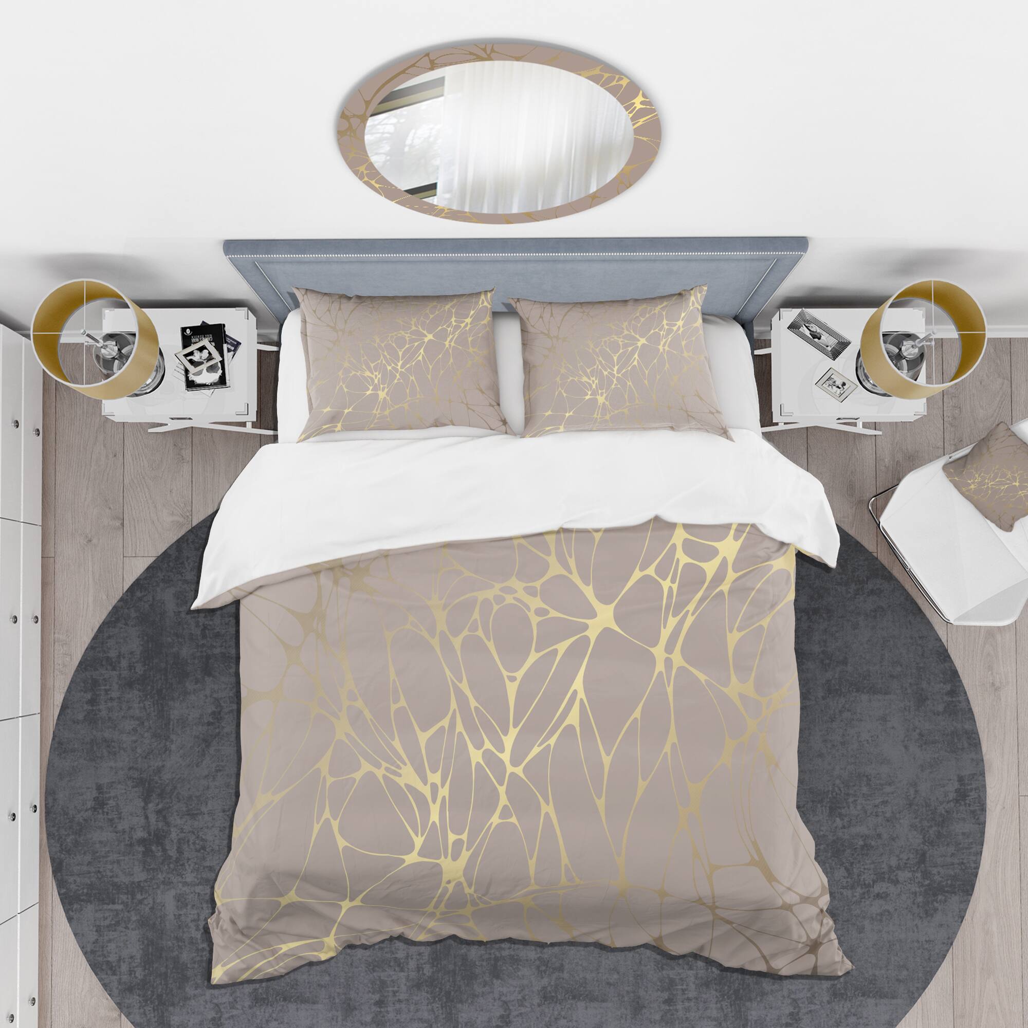 Designart 'Golden Marble Design II' Mid-Century Duvet Cover Set