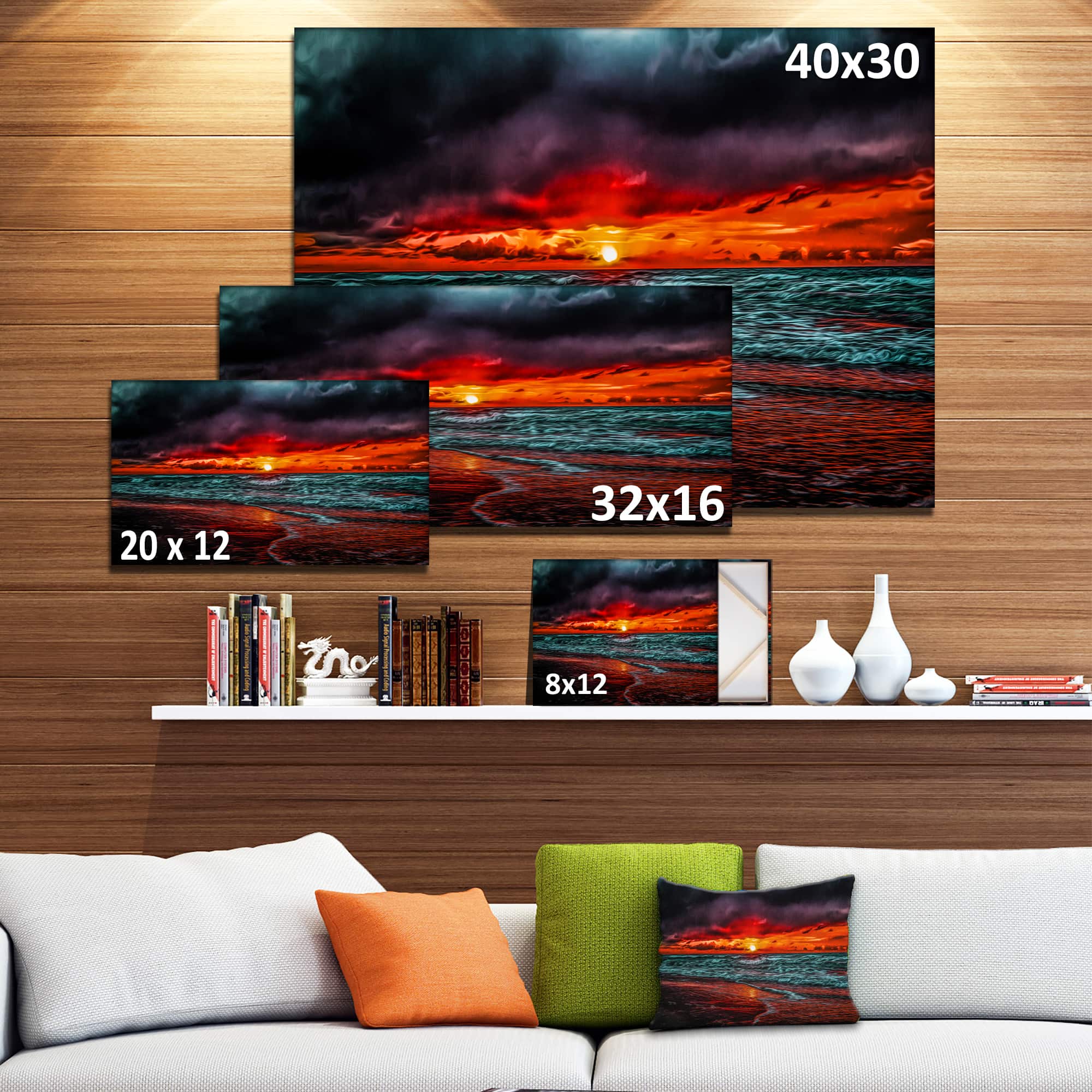 Designart - Red Sunset over Blue Waters
