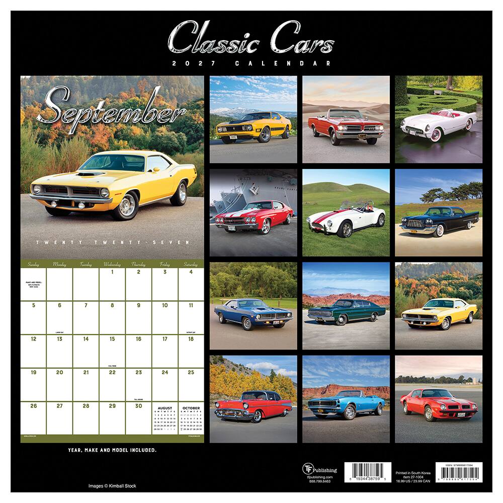 2027 Classic Cars Wall Calendar