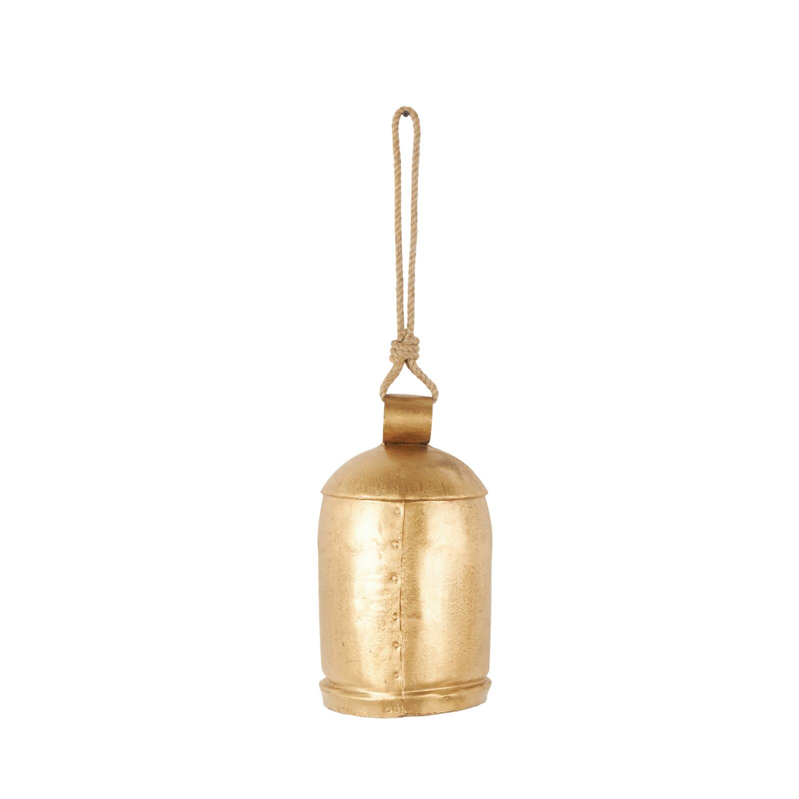 Gold Metal Decorative Bell with Jute Hanging Rope