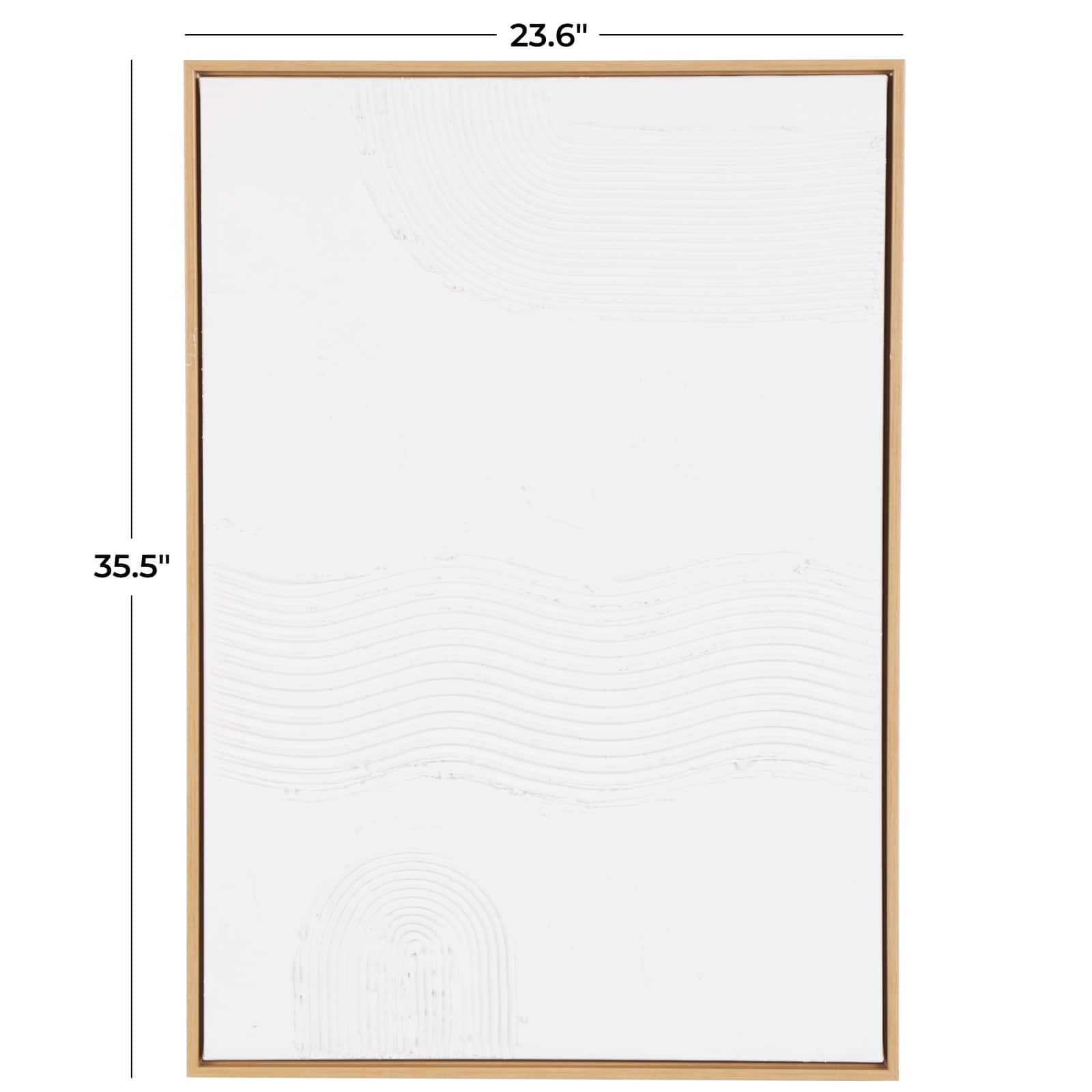 24" x 36" White Abstract Canvas Framed Wall Art with Brown Frame