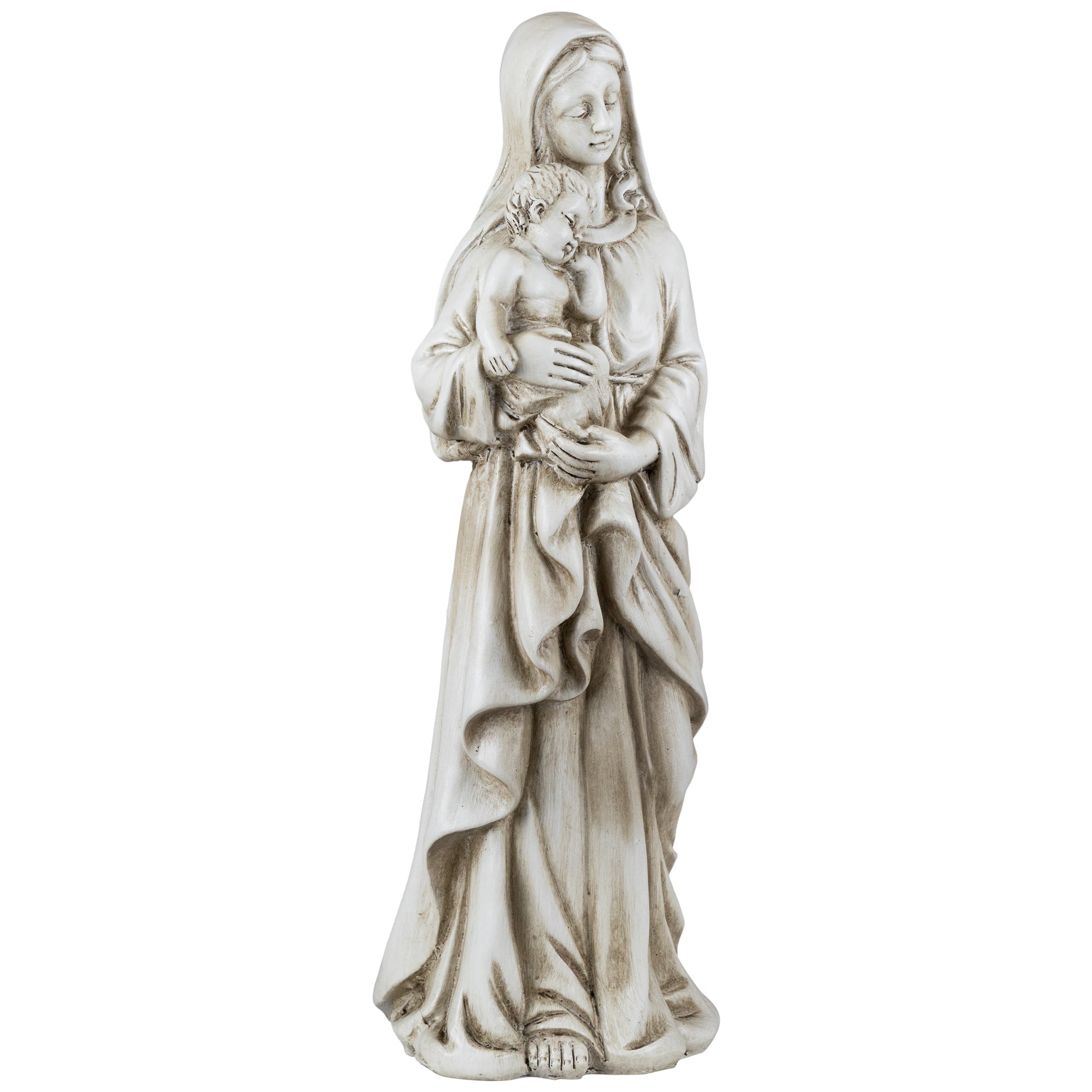 Standing Mary with Baby Jesus Statue - 14.5" - Beige