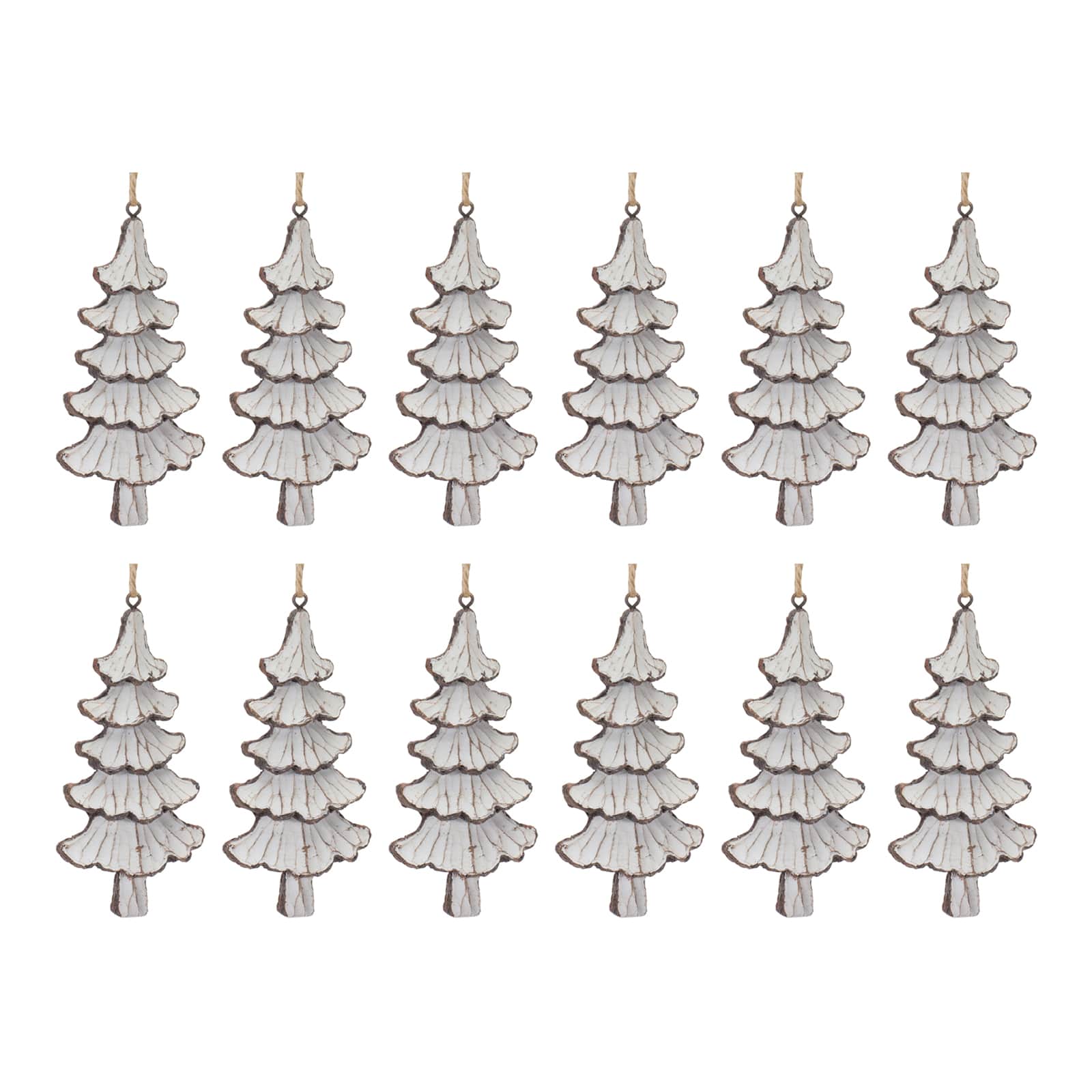 12ct. Carved Pine Tree Ornament