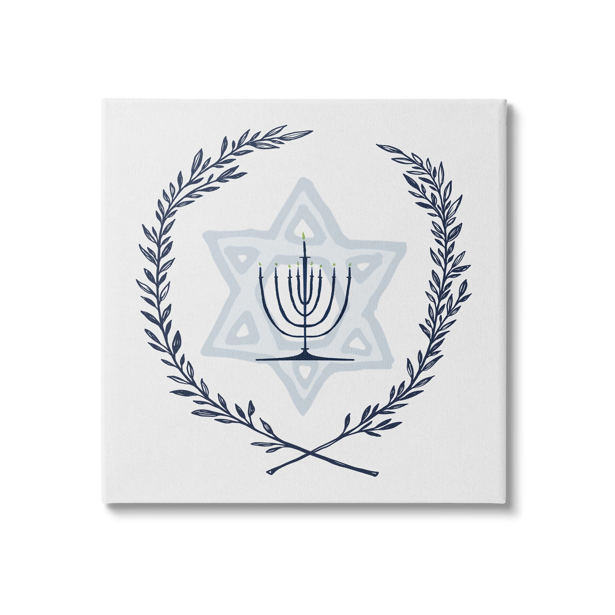 Stupell Industries Hanukkah Menorah Botanical Laurel Canvas Wall Art