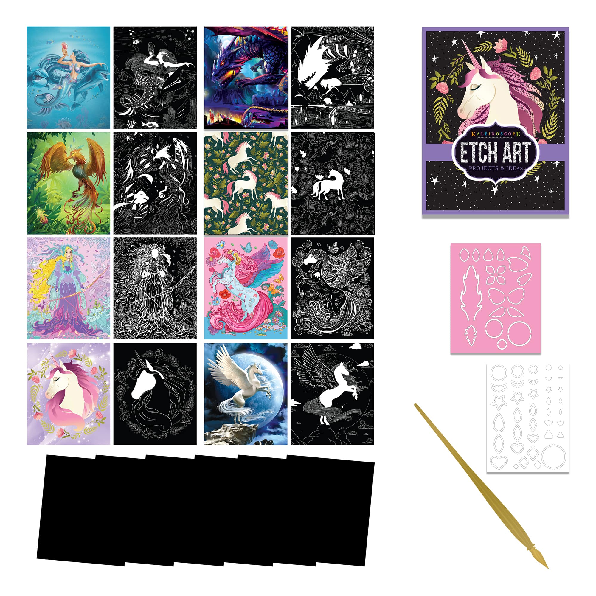 Hinkler Mythical Creatures Kaleidoscope Ultimate Etch Art Kit
